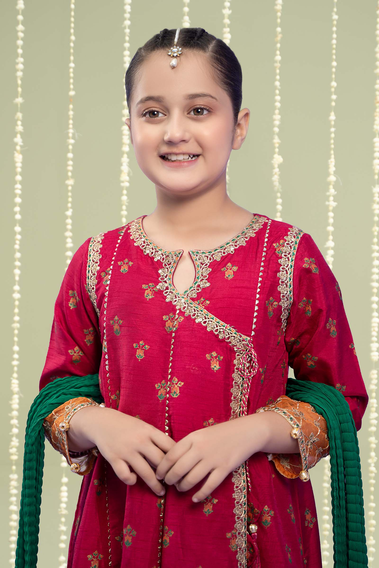 3 Piece Embroidered Raw Silk Suit - Image 2