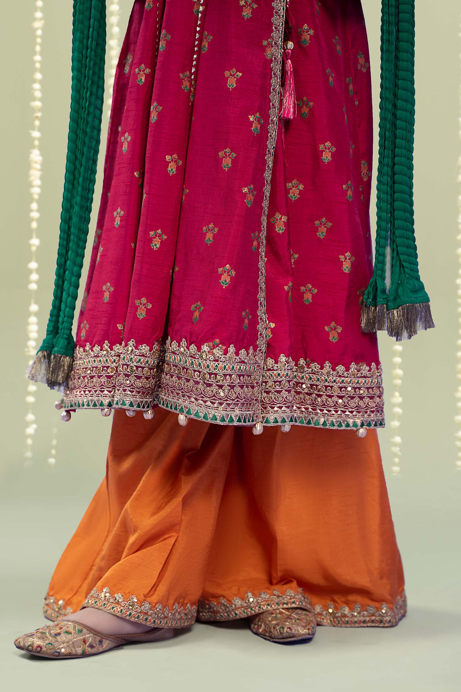 3 Piece Embroidered Raw Silk Suit - Image 3