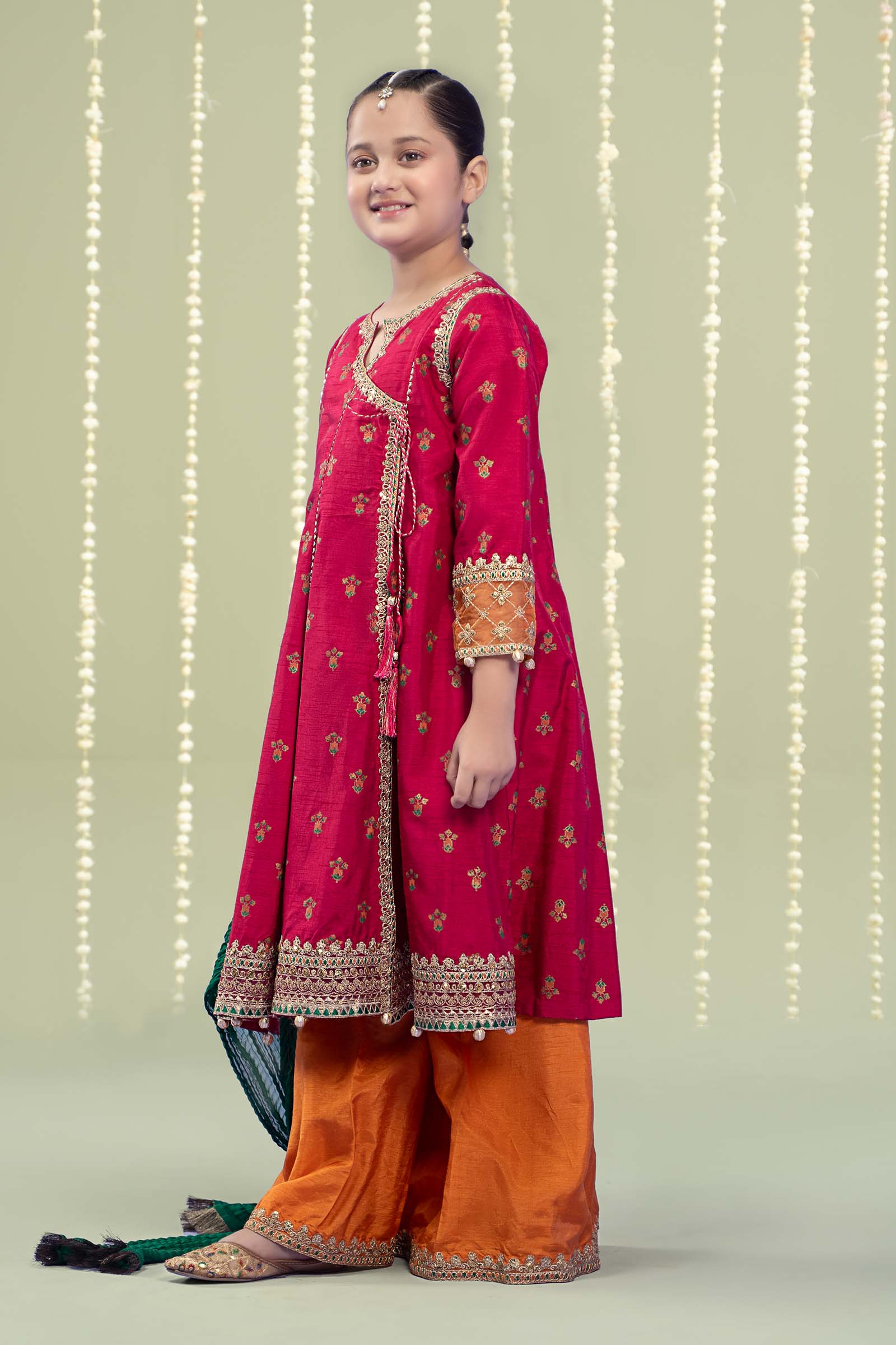 3 Piece Embroidered Raw Silk Suit - Image 4