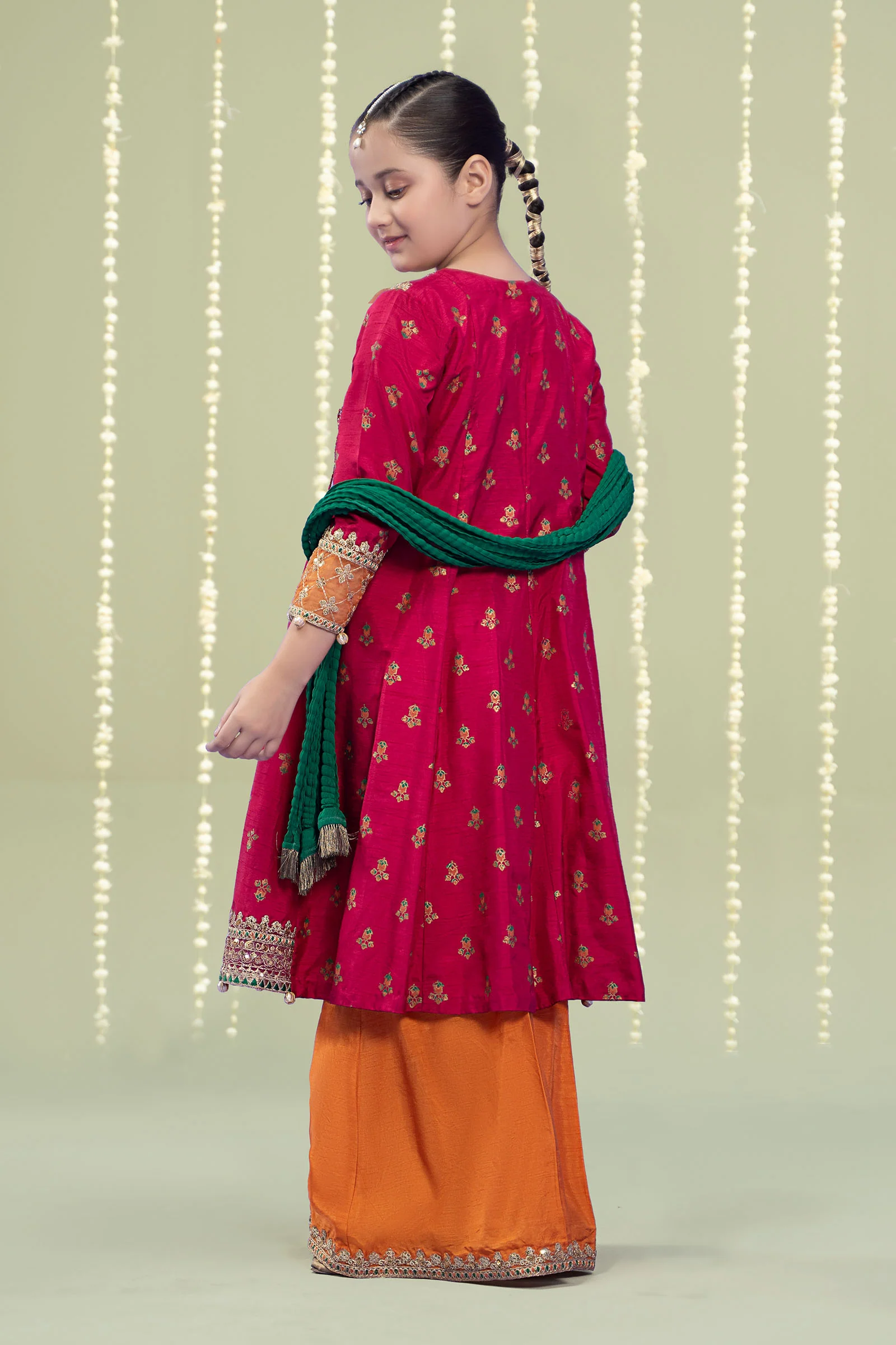 3 Piece Embroidered Raw Silk Suit - Image 5