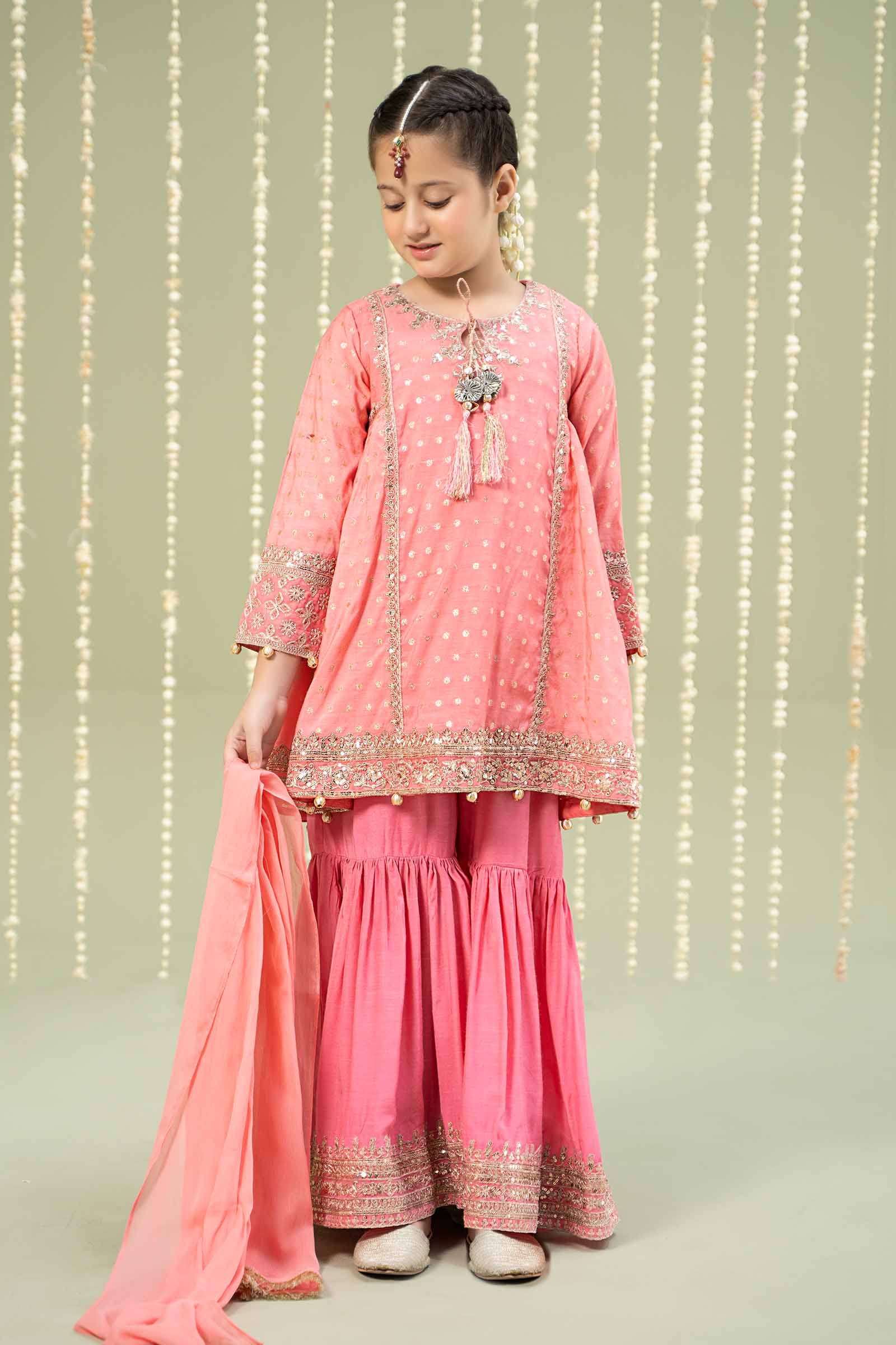 3 Piece Embroidered Paper Cotton Lurex Suit - Image 2