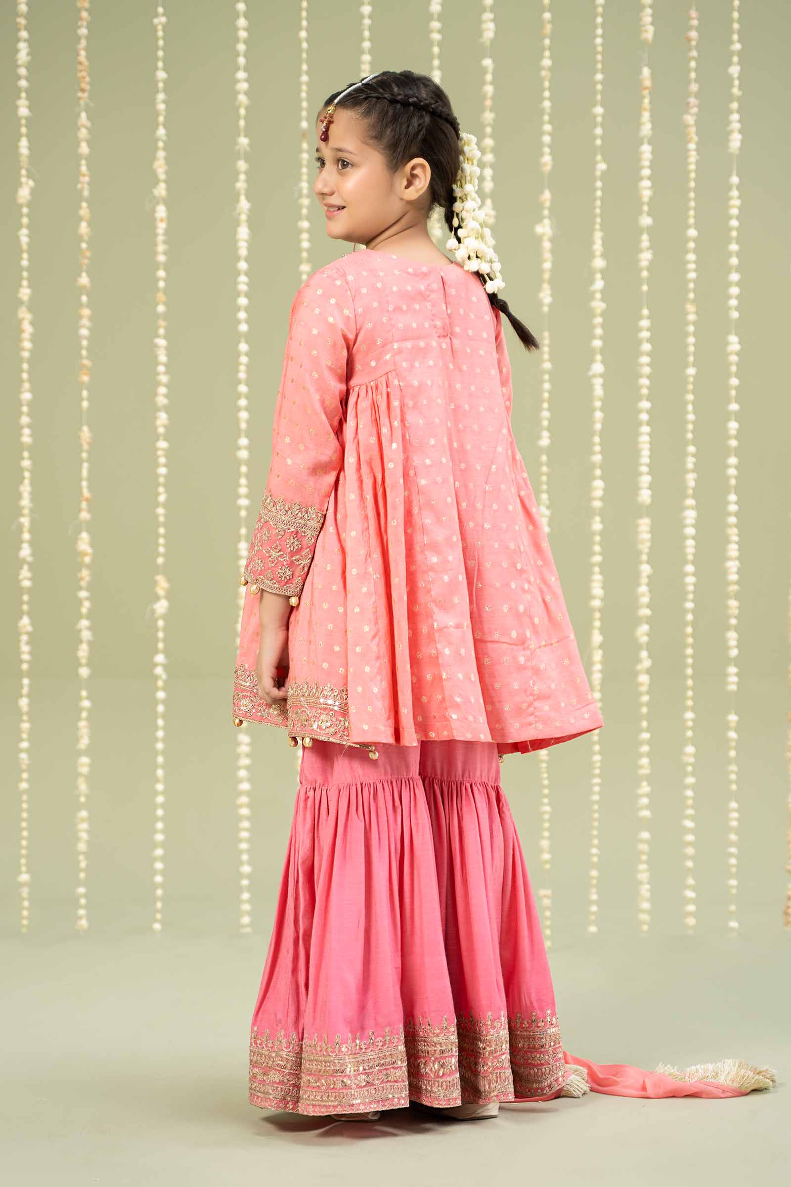 3 Piece Embroidered Paper Cotton Lurex Suit - Image 4