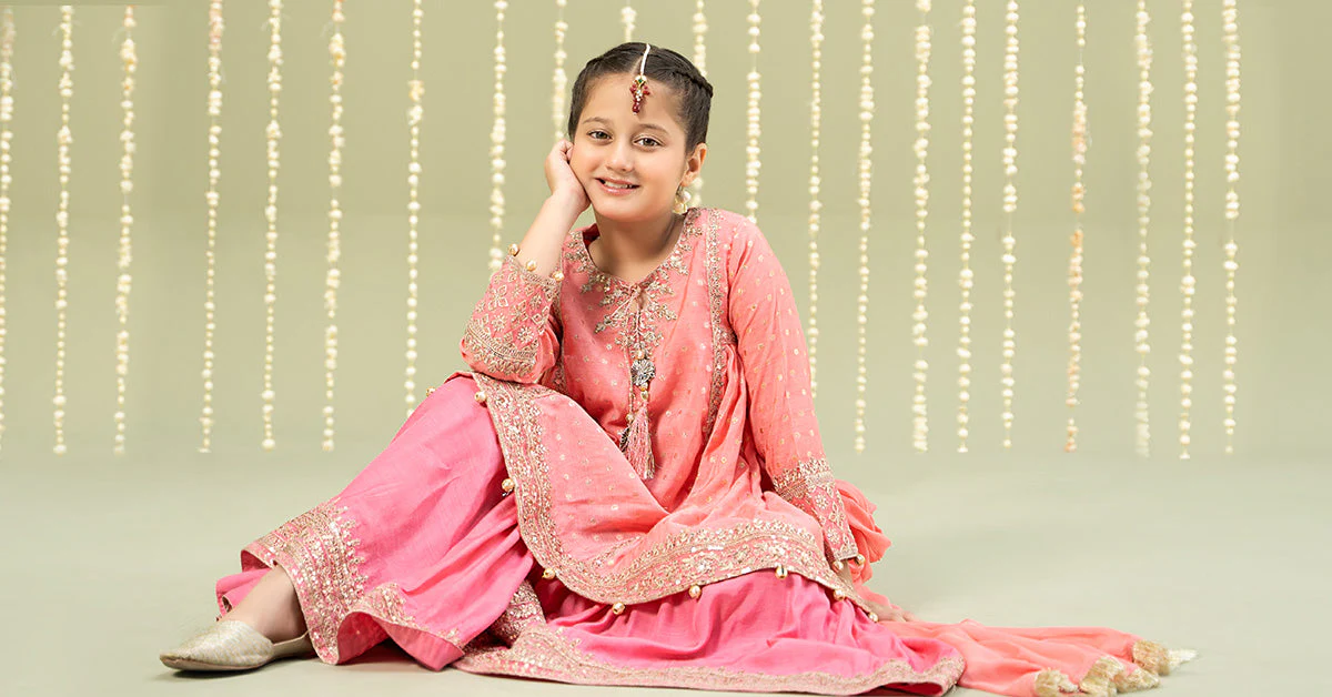3 Piece Embroidered Paper Cotton Lurex Suit - Image 5