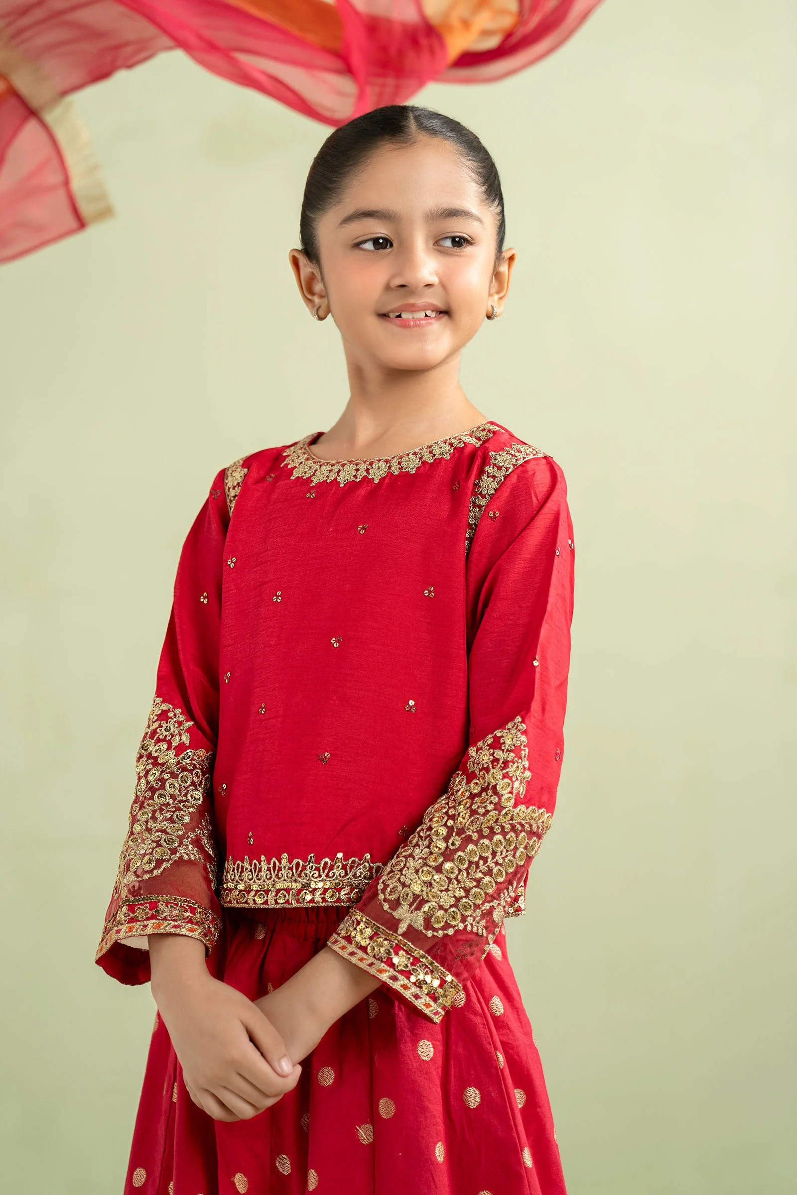 3 Piece Embroidered Raw Silk Suit - Image 2