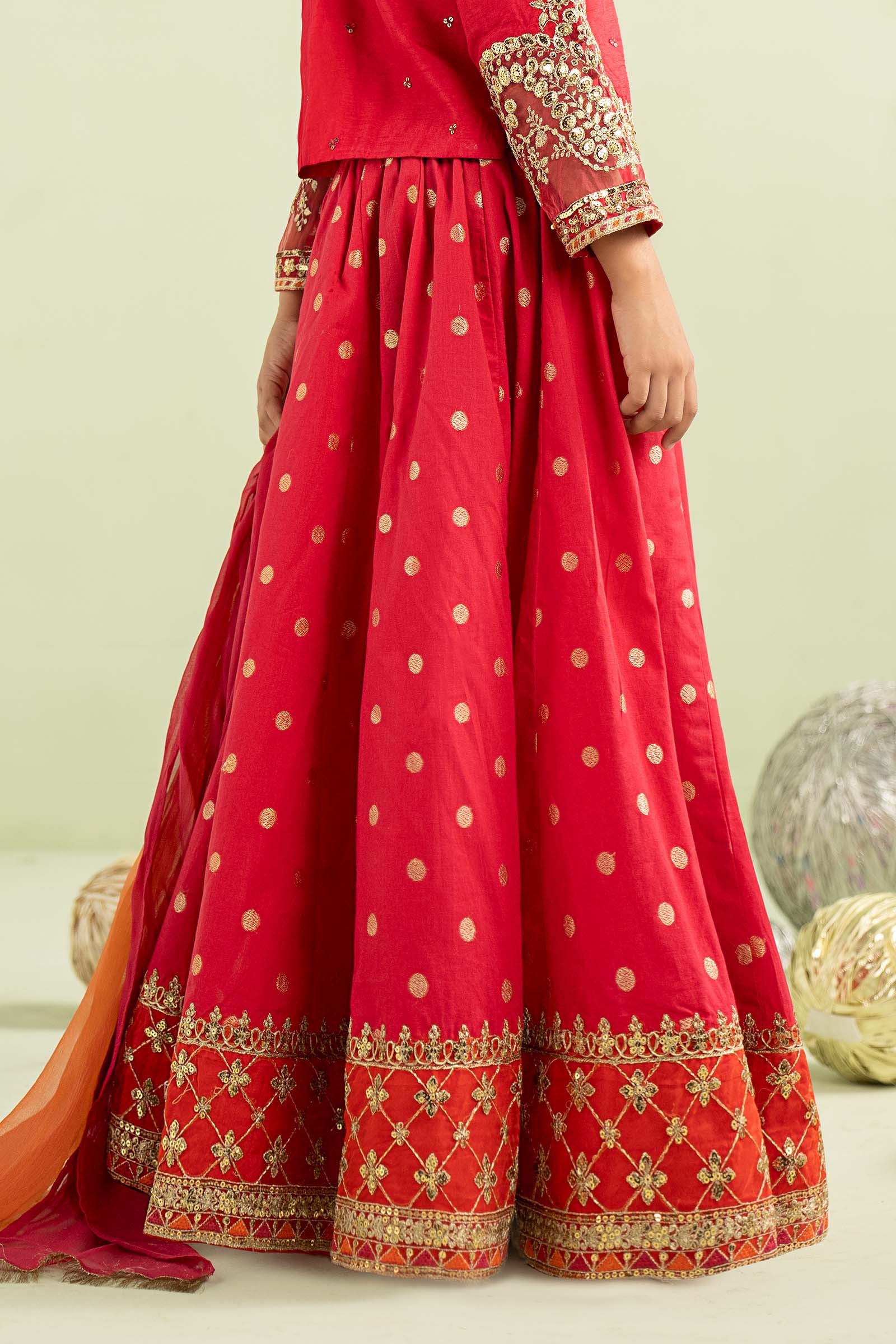 3 Piece Embroidered Raw Silk Suit - Image 4