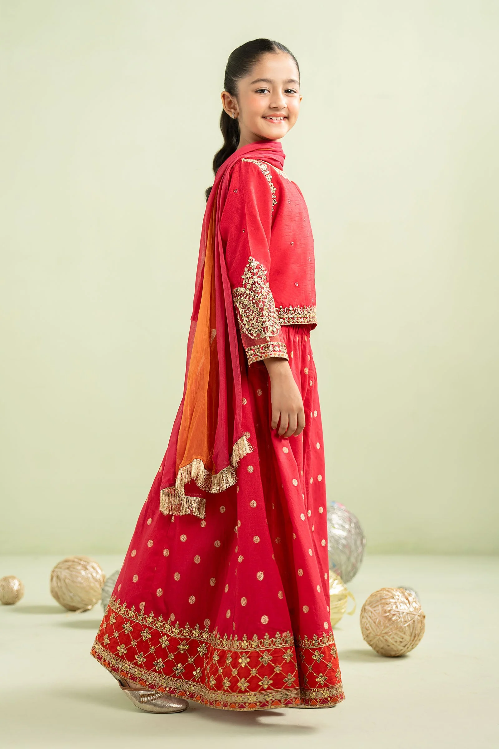 3 Piece Embroidered Raw Silk Suit - Image 5