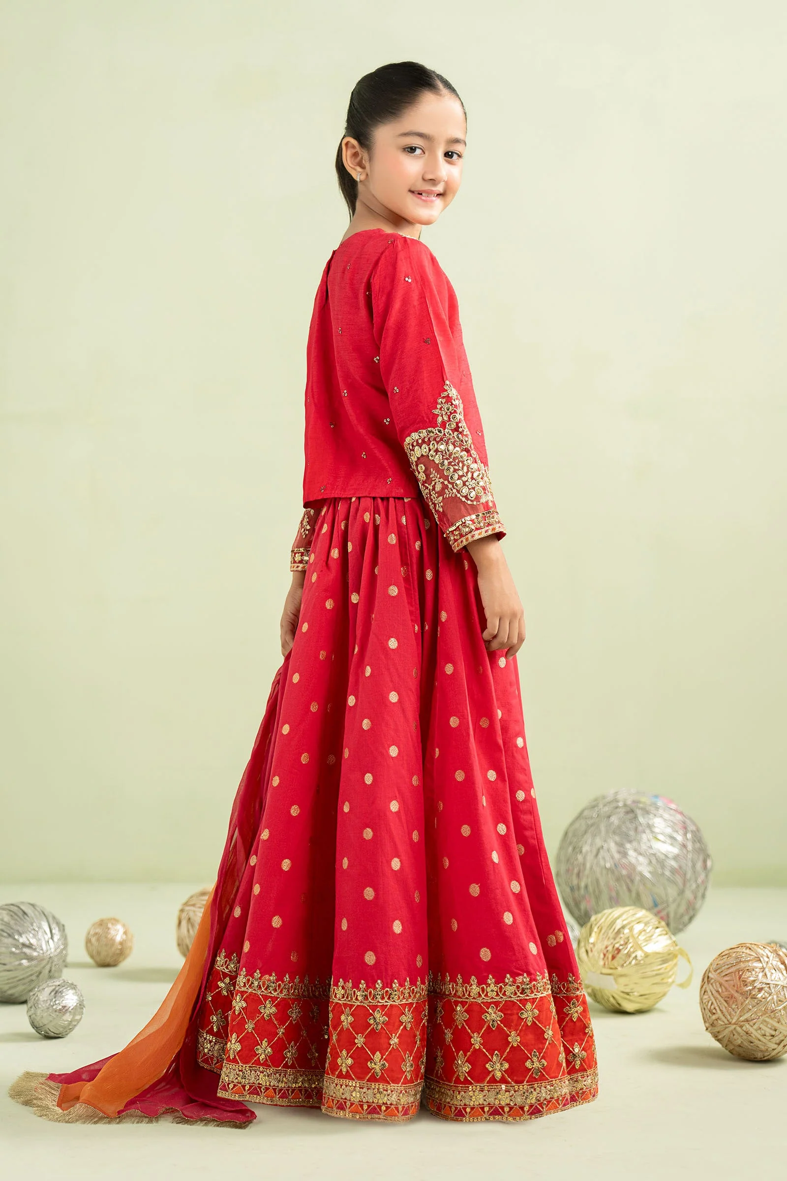 3 Piece Embroidered Raw Silk Suit - Image 6