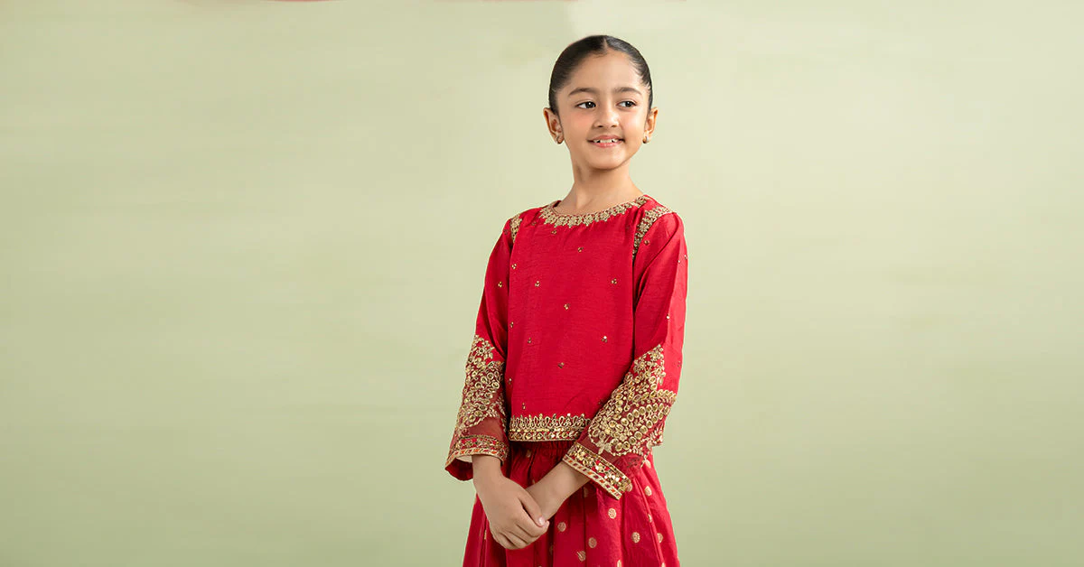 3 Piece Embroidered Raw Silk Suit - Image 7