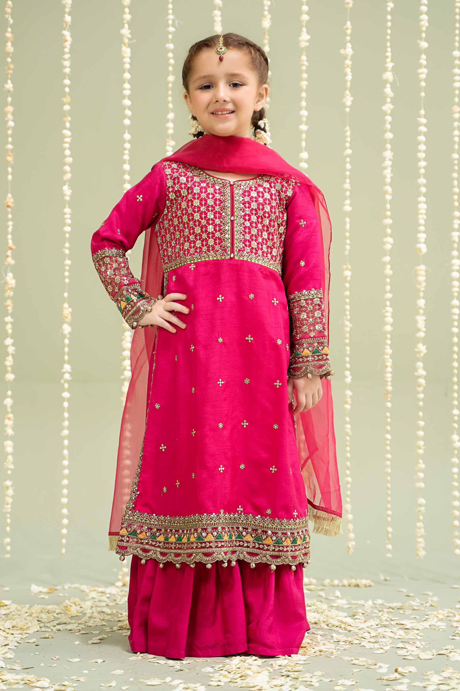 3 Piece Embroidered Raw Silk Suit