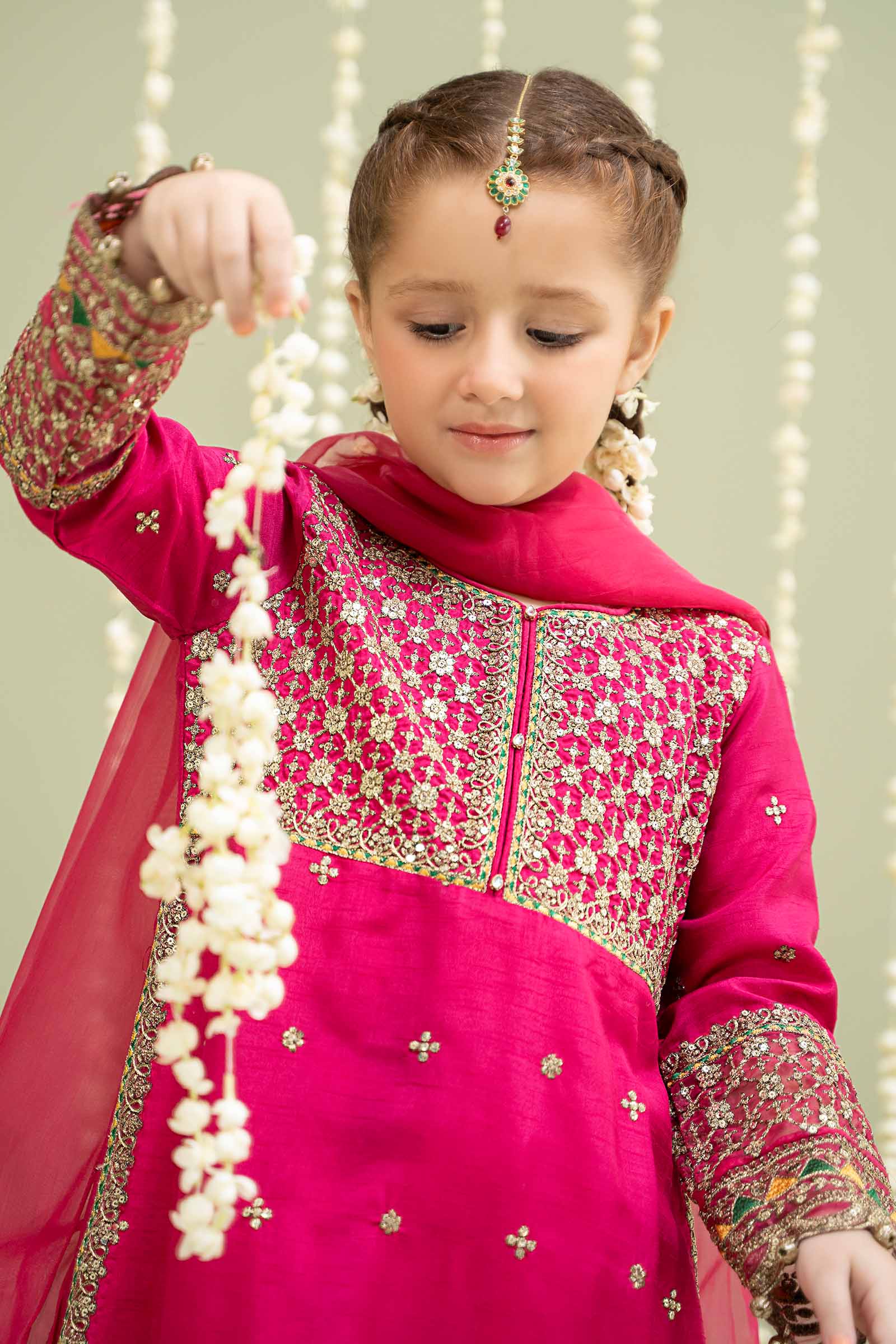 3 Piece Embroidered Raw Silk Suit - Image 2