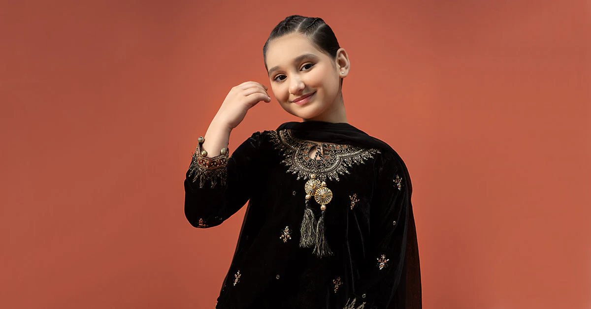 3 Piece Embroidered Velvet Suit - Image 8