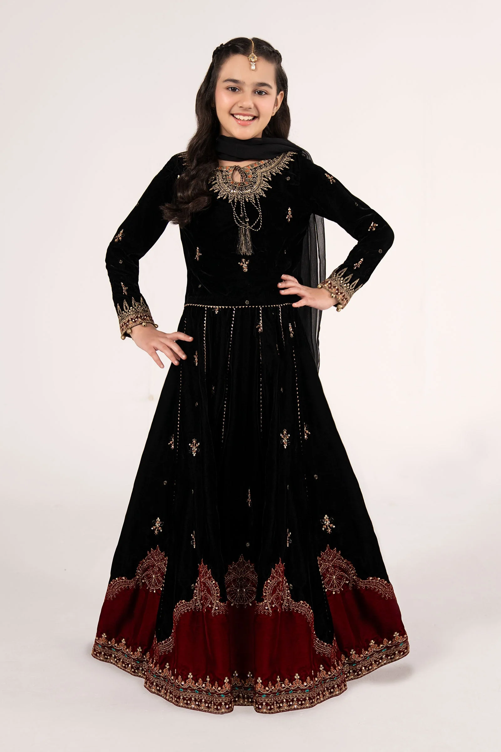 3 Piece Embroidered Velvet Suit