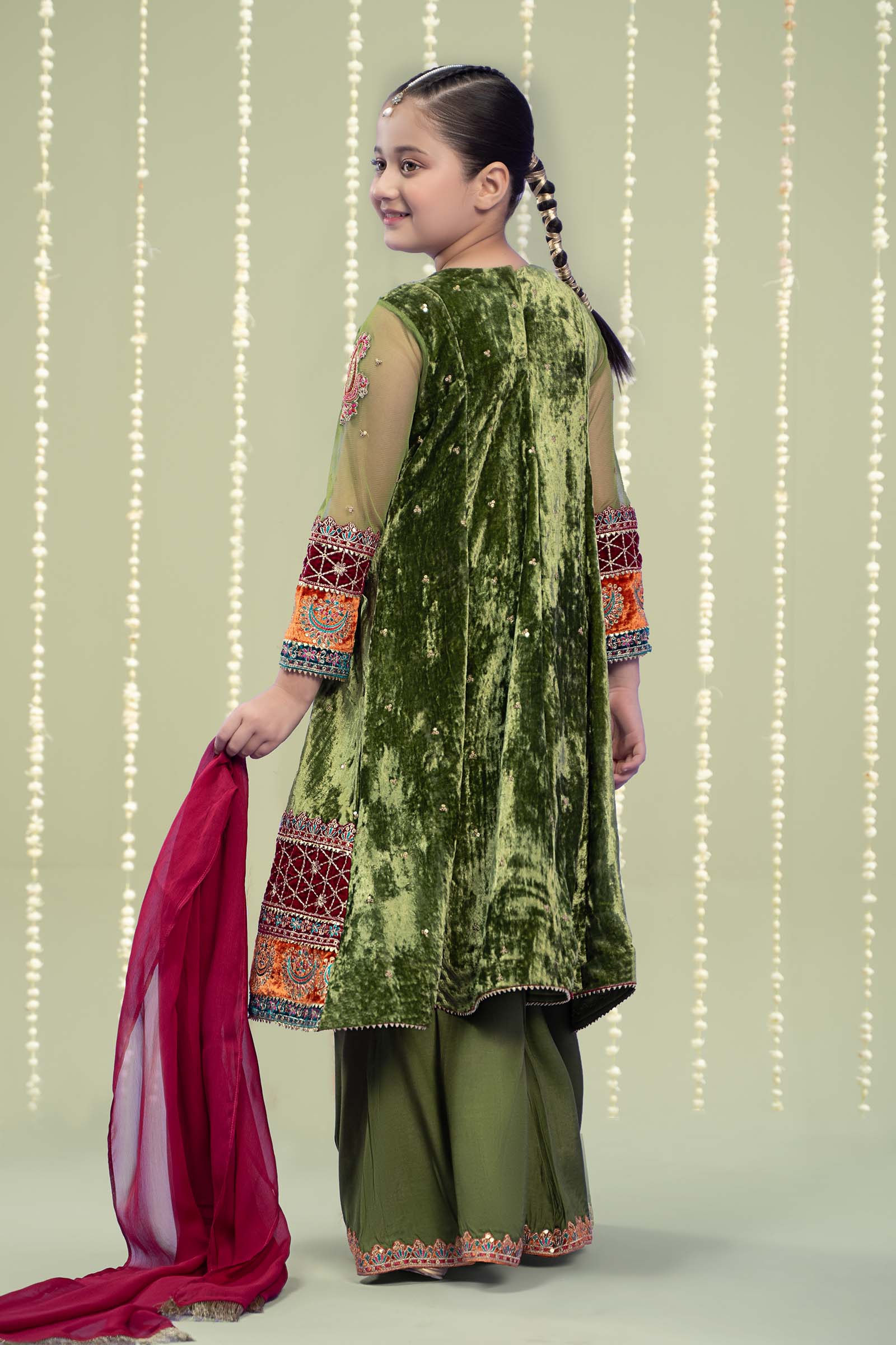 3 Piece Embroidered Velvet Suit - Image 6