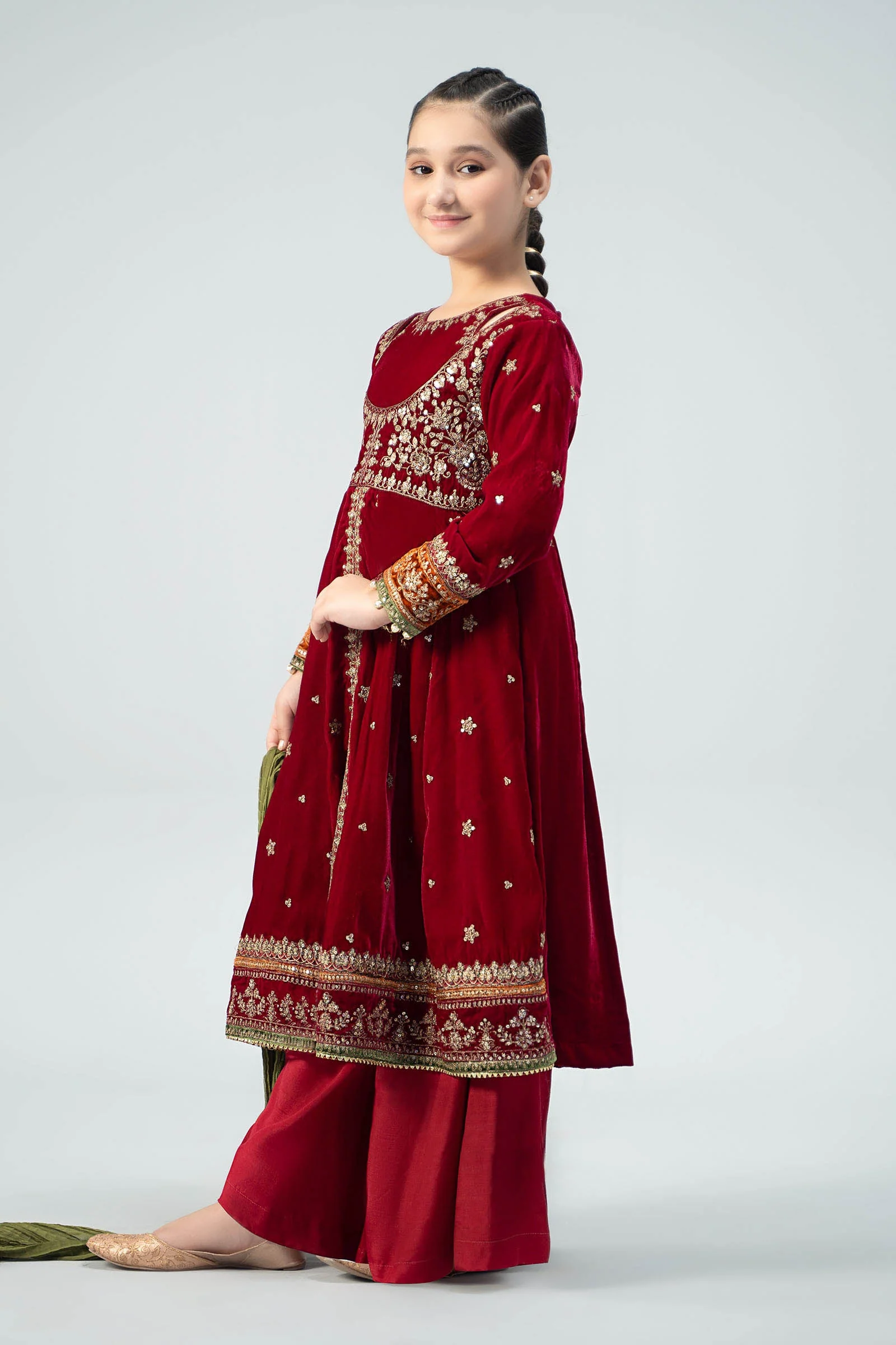 3 Piece Embroidered Velvet Suit - Image 5