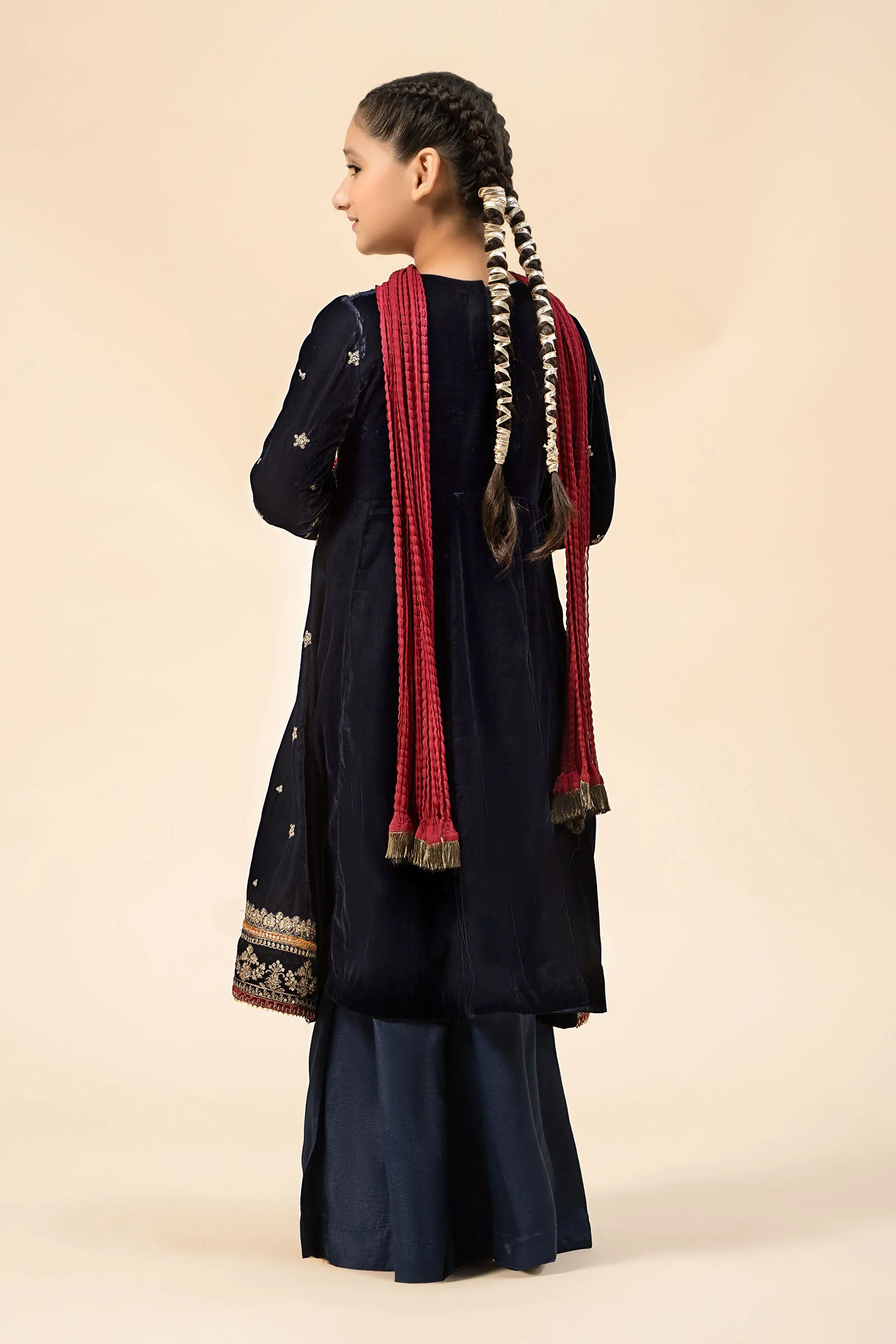3 Piece Embroidered Velvet Suit - Image 6