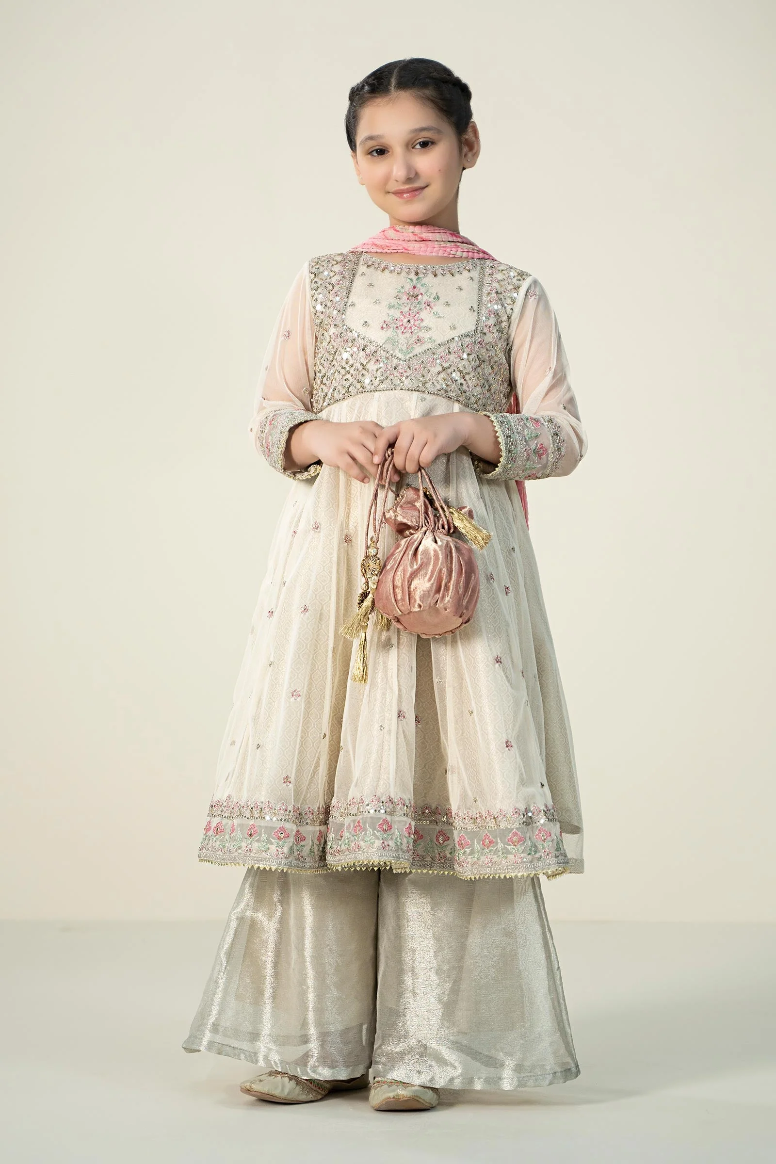 3 Piece Embroidered Net Suit