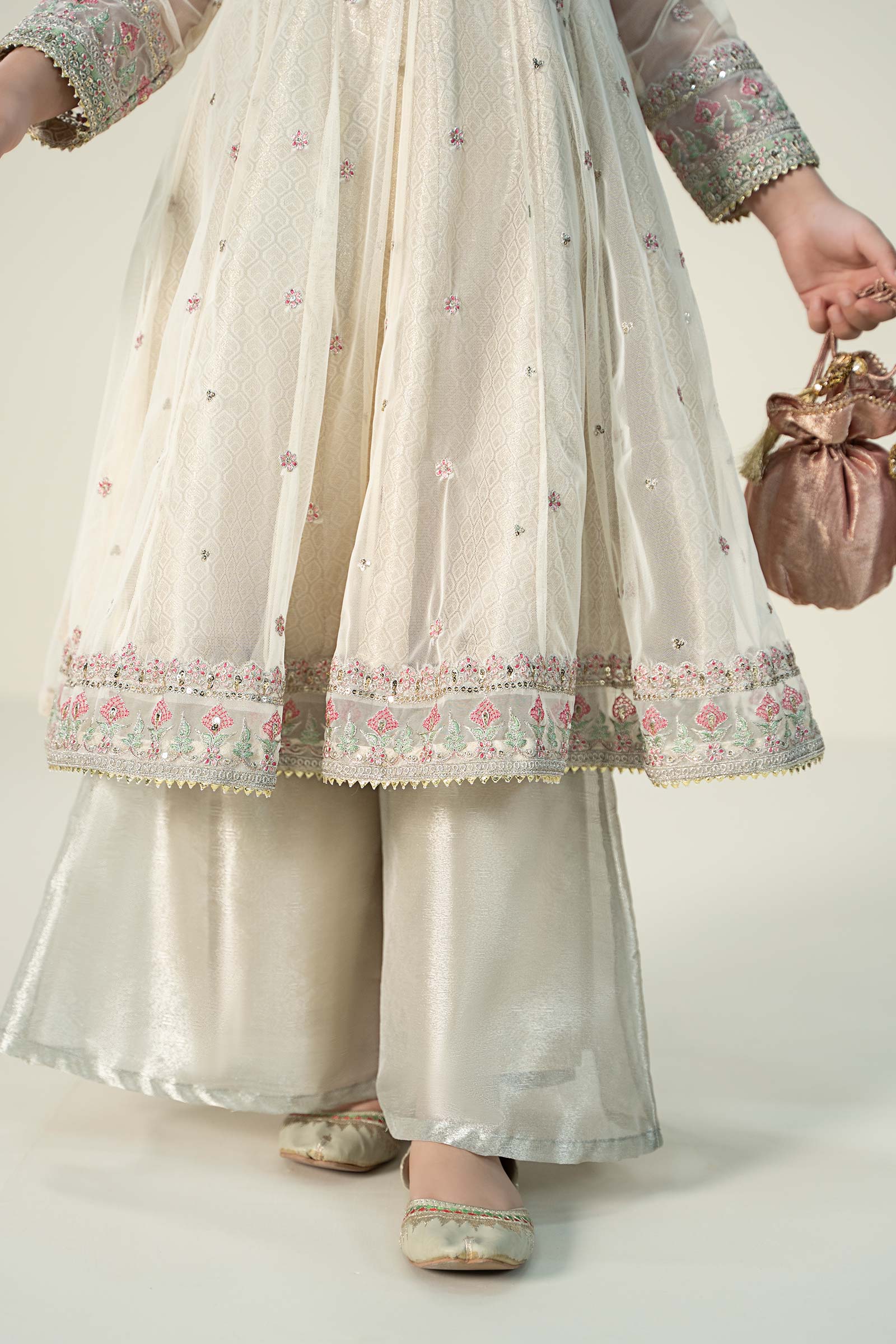 3 Piece Embroidered Net Suit - Image 4