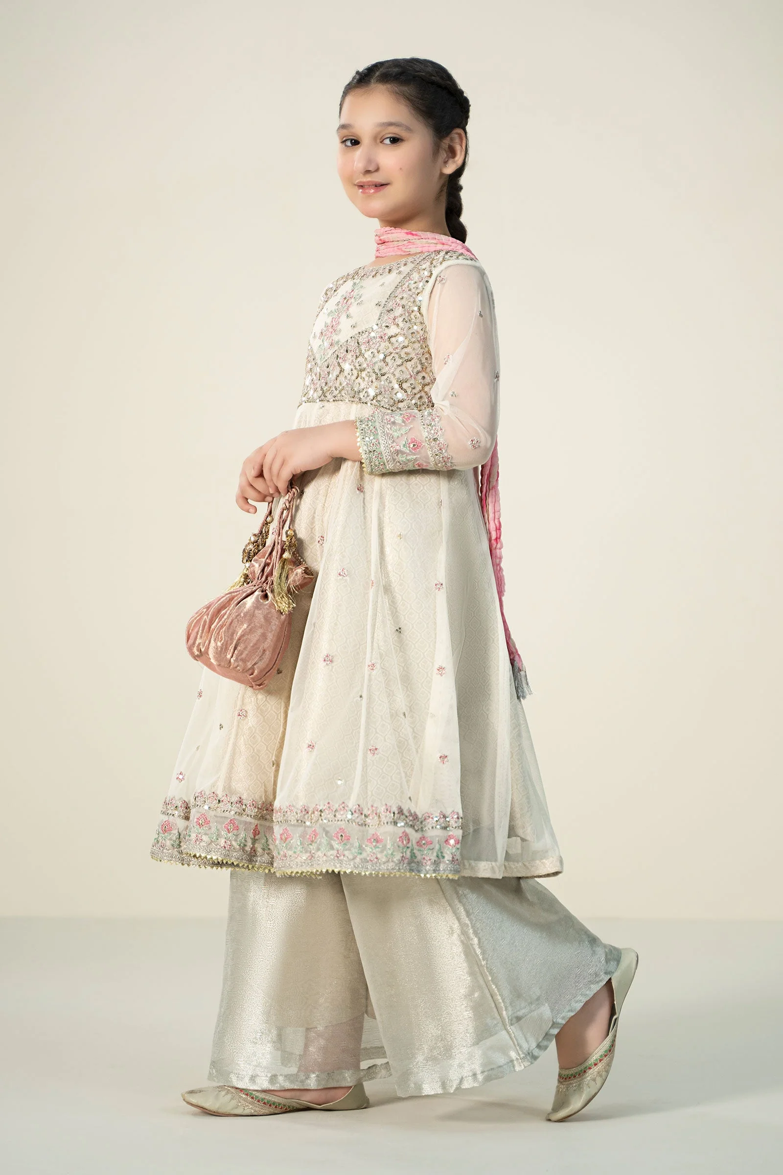 3 Piece Embroidered Net Suit - Image 5