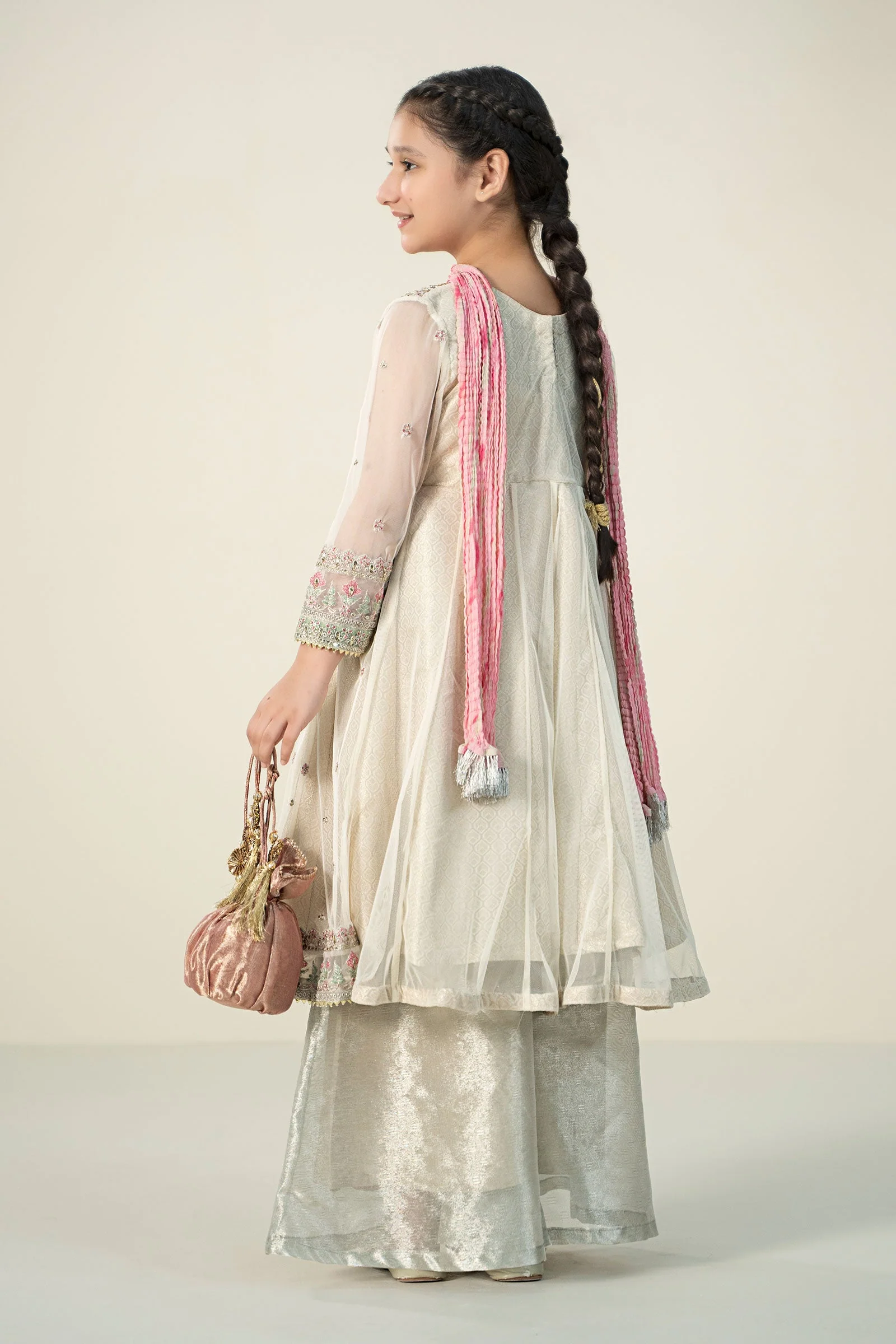 3 Piece Embroidered Net Suit - Image 6