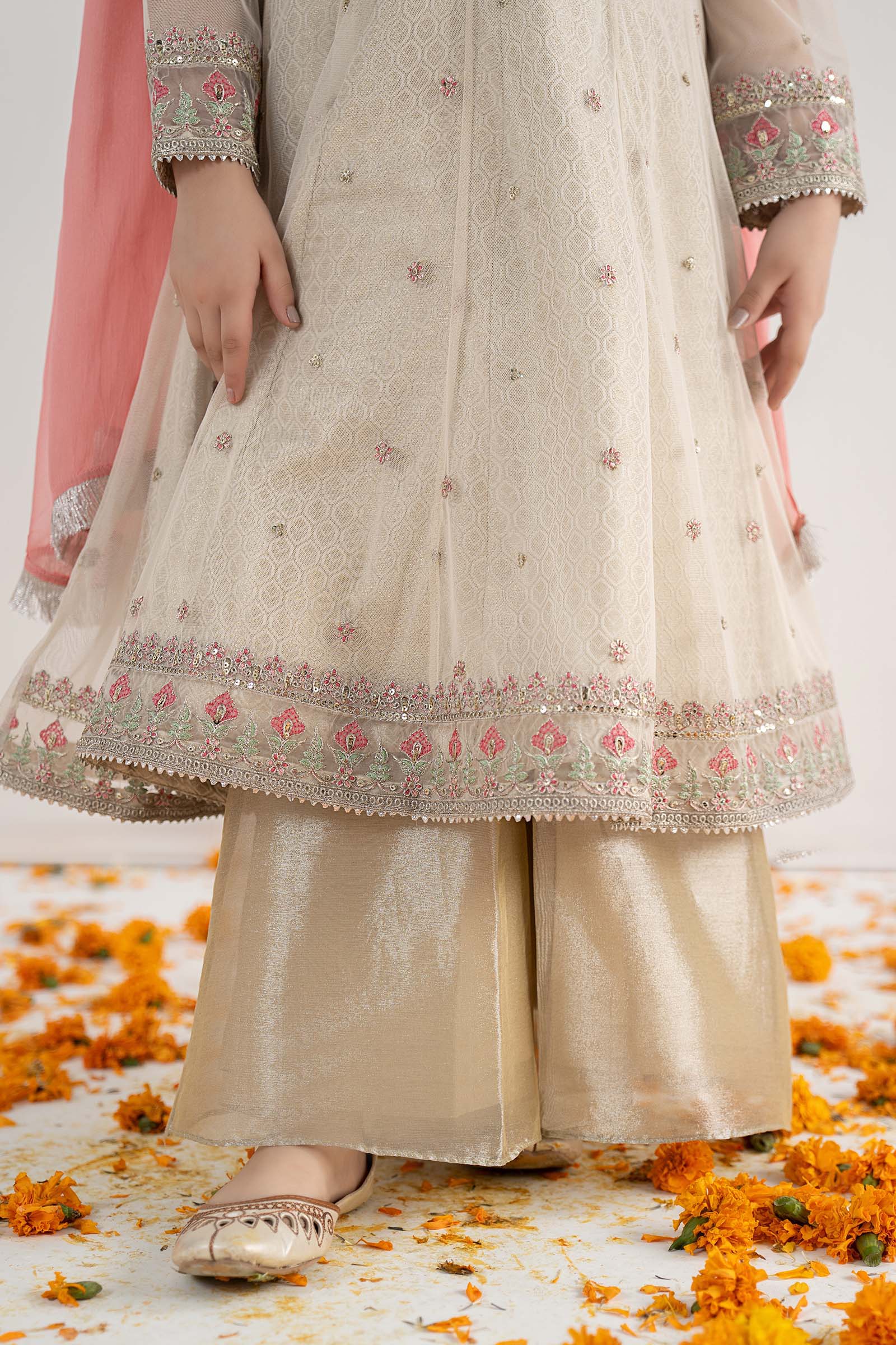3 Piece Embroidered Net Suit - Image 5