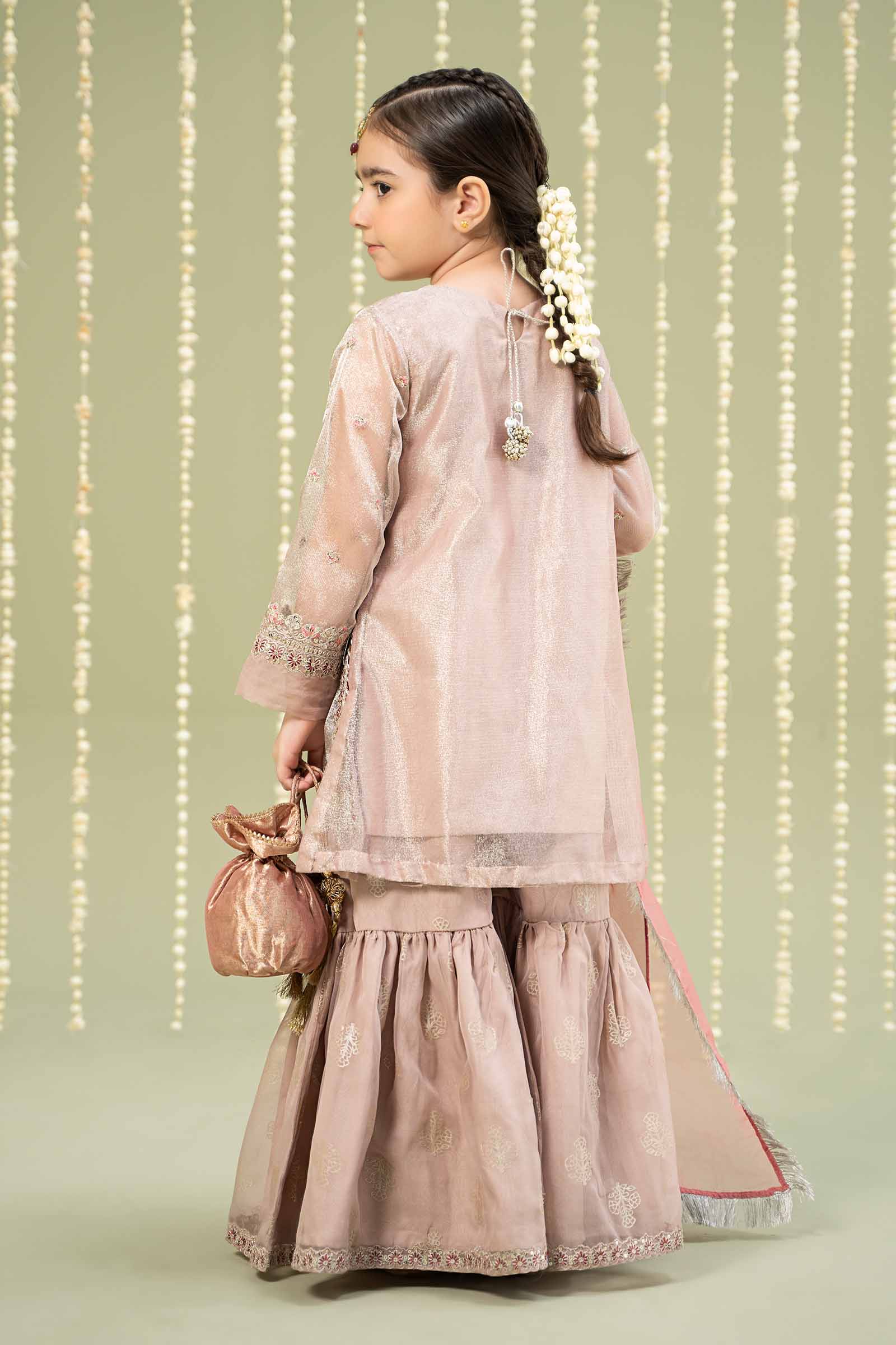3 Piece Embroidered Zari Net Suit - Image 5