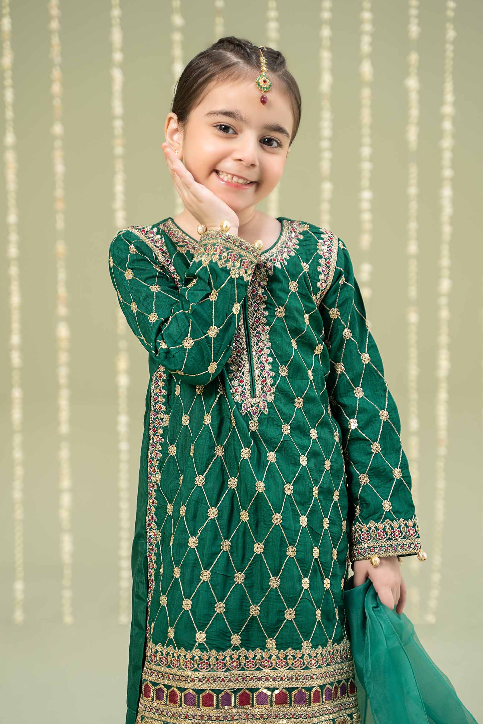 3 Piece Embroidered Raw Silk Suit - Image 2