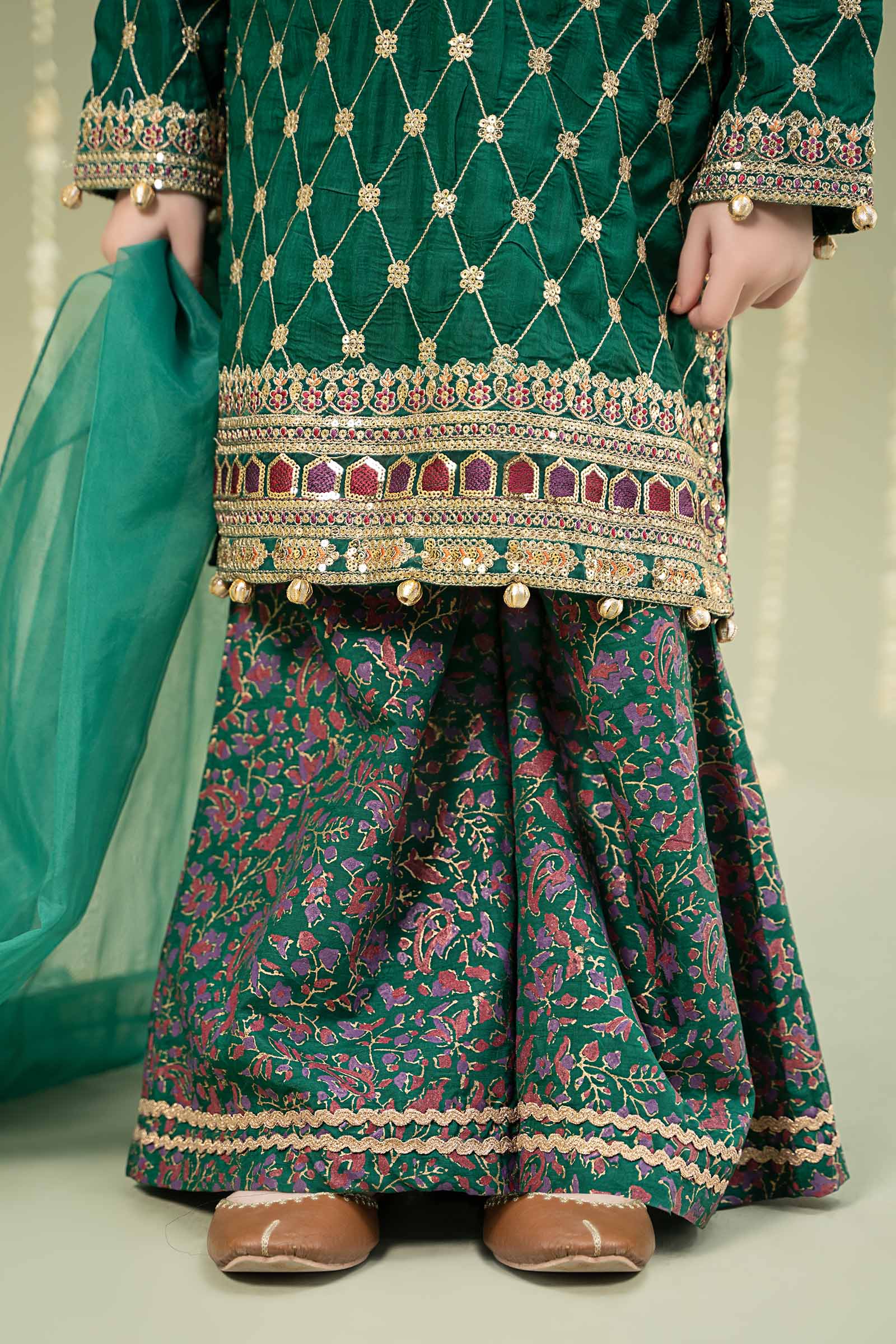 3 Piece Embroidered Raw Silk Suit - Image 3