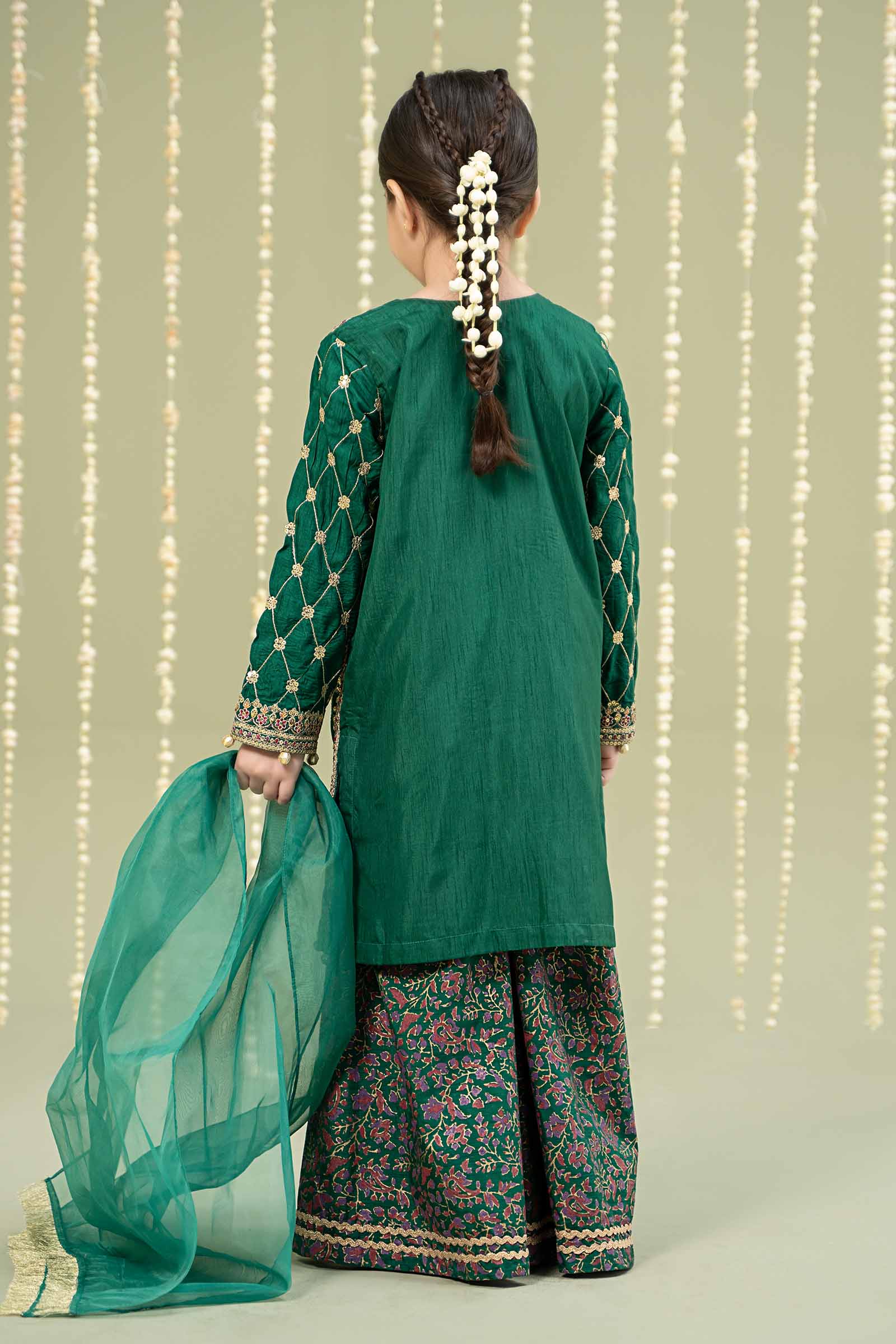 3 Piece Embroidered Raw Silk Suit - Image 5