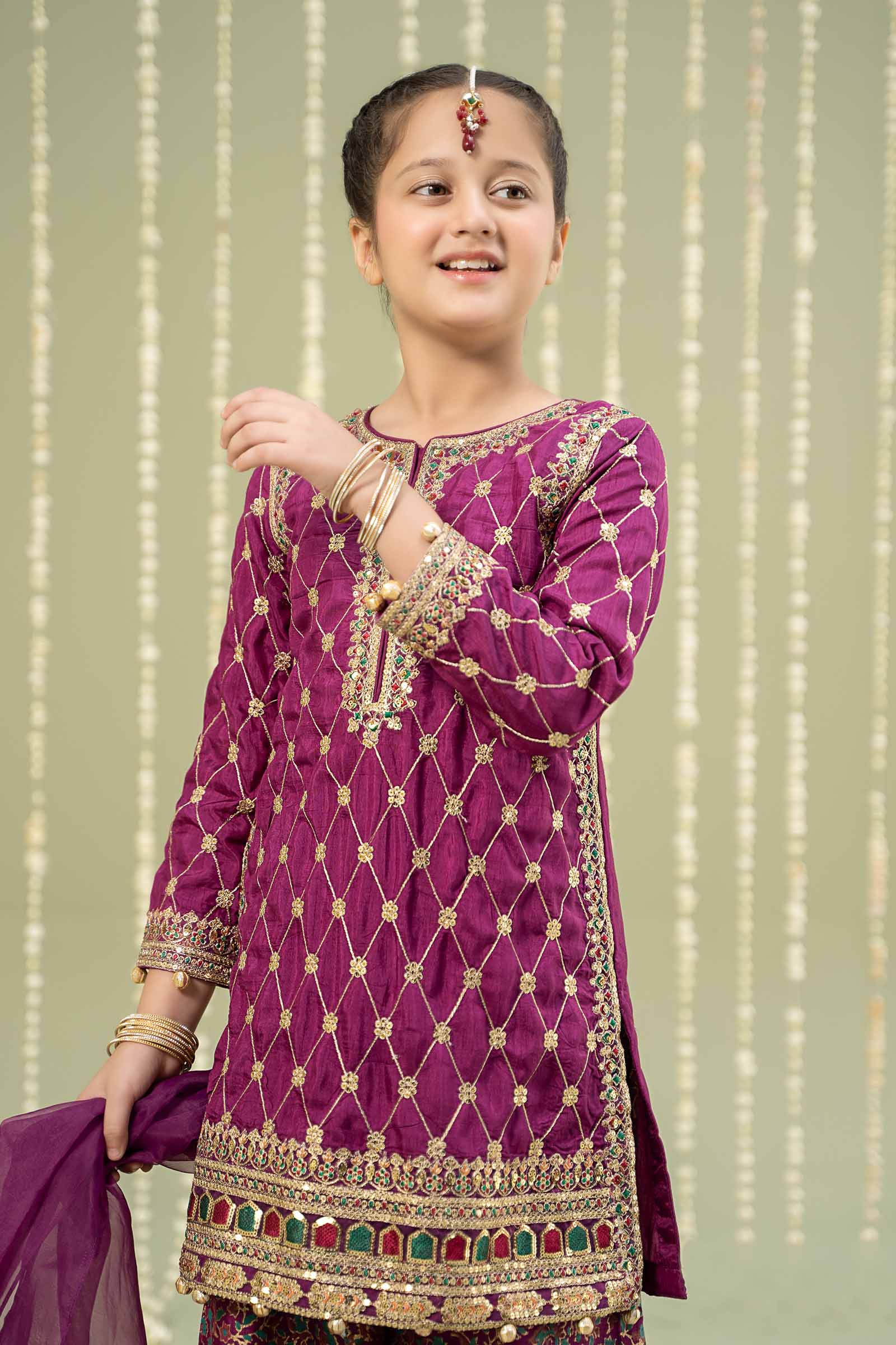 3 Piece Embroidered Raw Silk Suit - Image 2