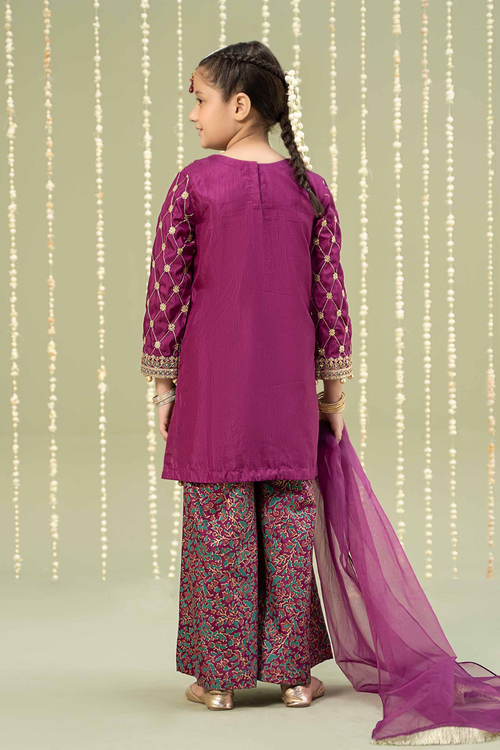 3 Piece Embroidered Raw Silk Suit - Image 5