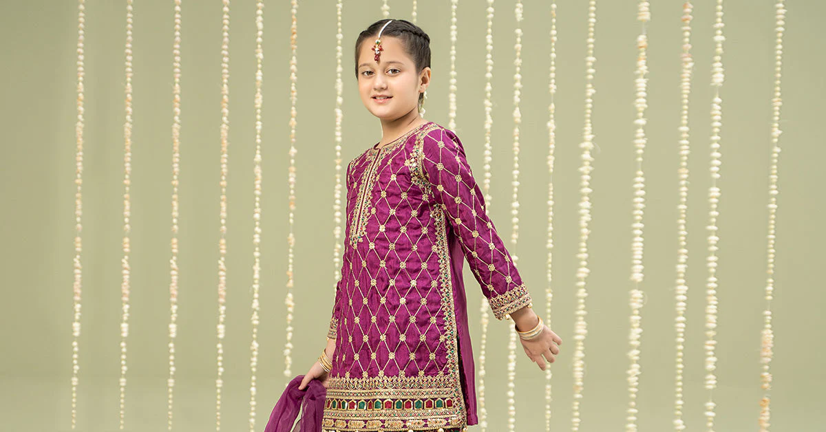 3 Piece Embroidered Raw Silk Suit - Image 6