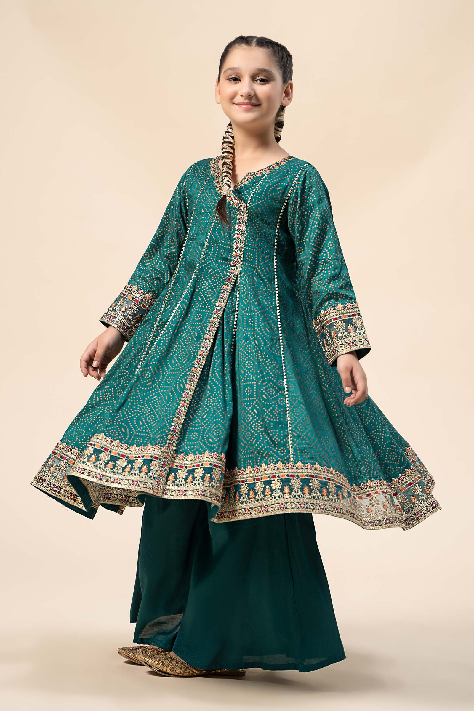 3 Piece Embroidered Raw Silk Suit - Image 3