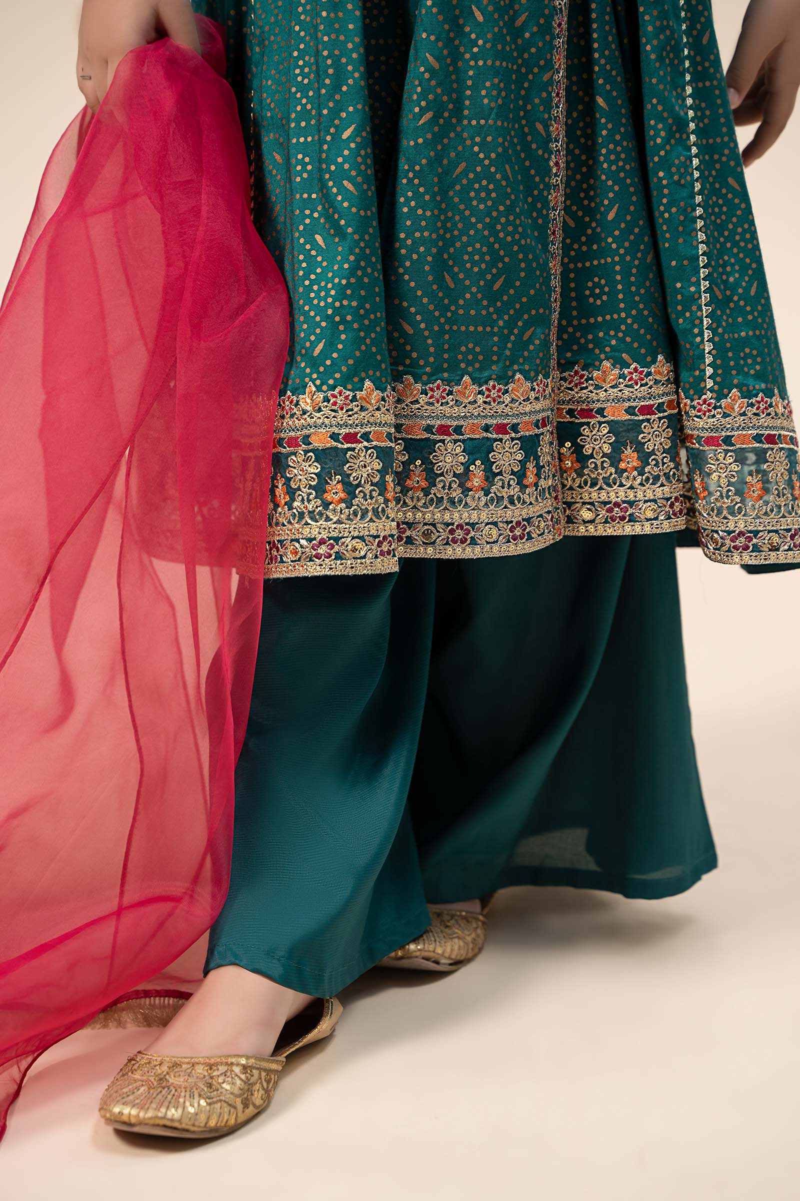 3 Piece Embroidered Raw Silk Suit - Image 5