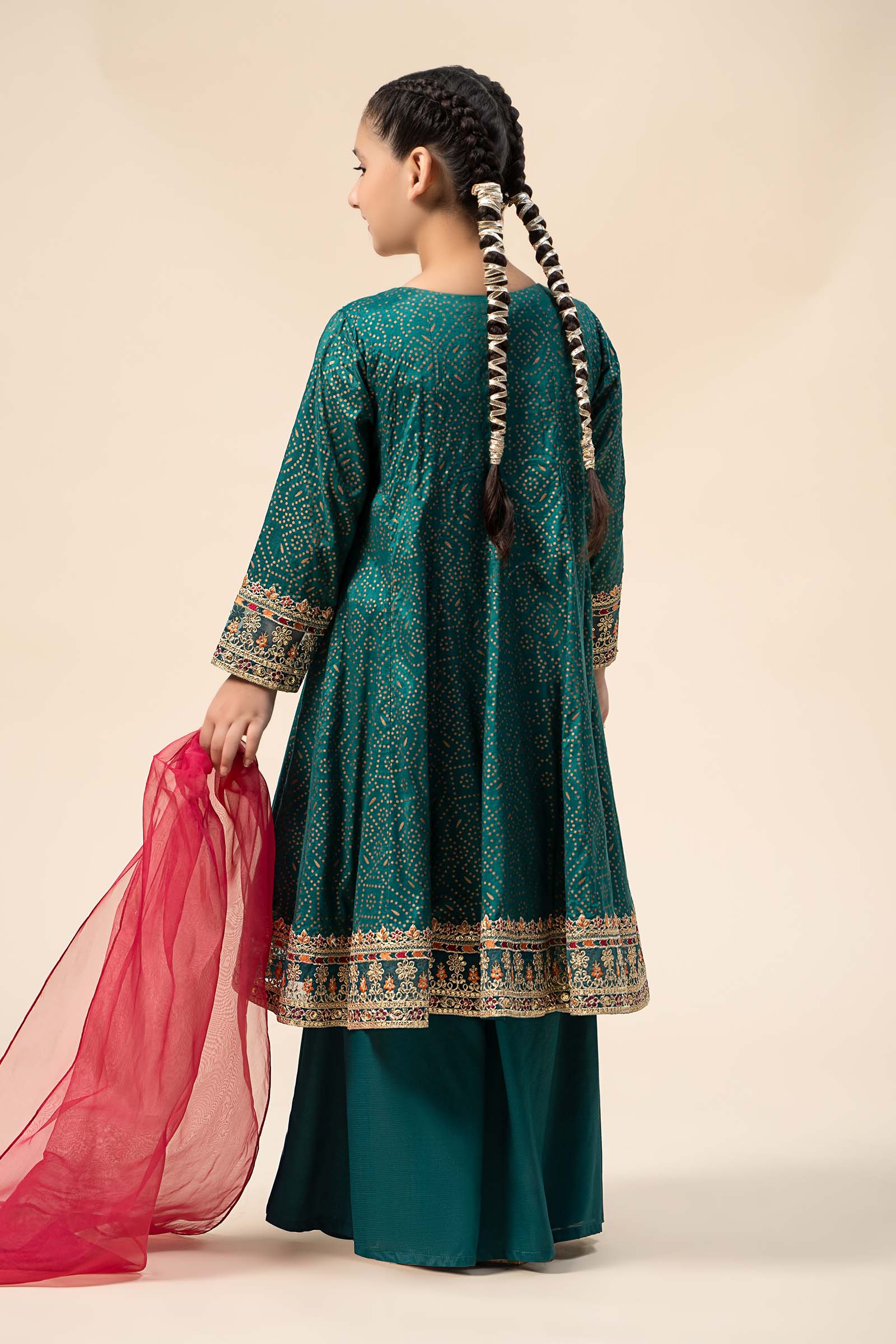 3 Piece Embroidered Raw Silk Suit - Image 6