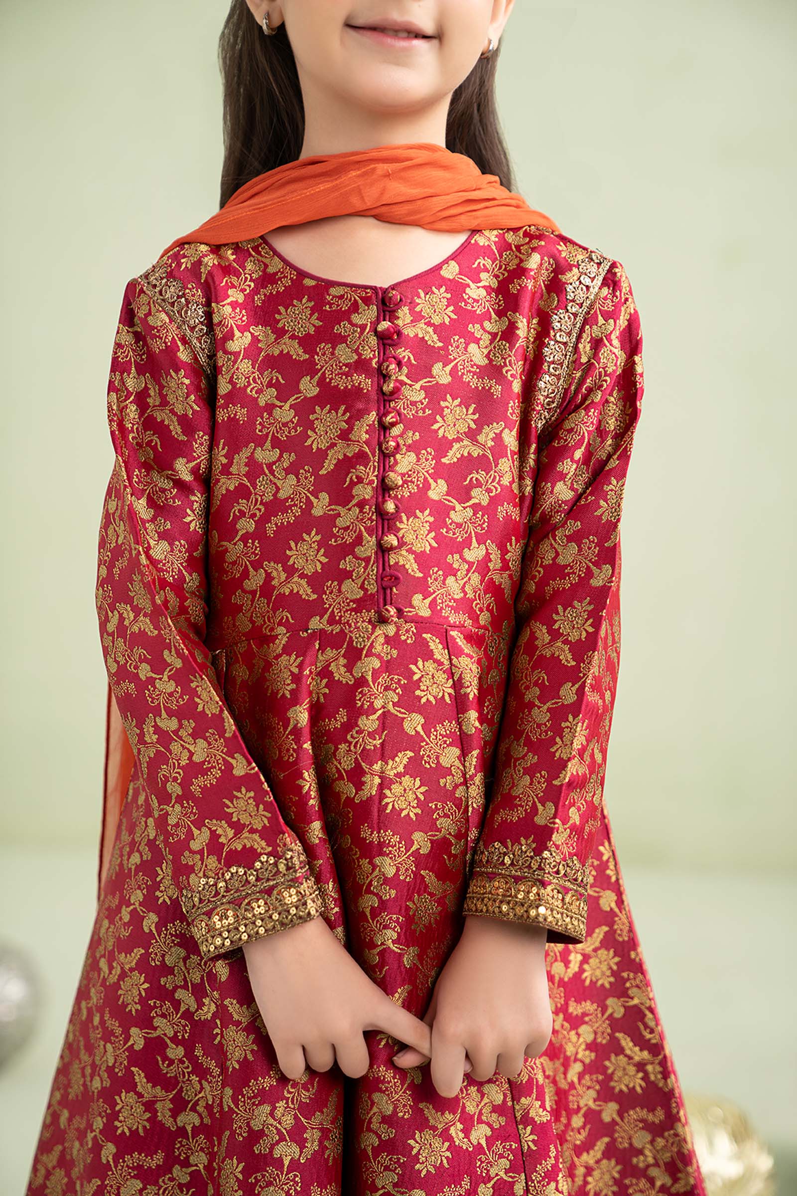 3 Piece Embroidered Jamawar Suit - Image 3