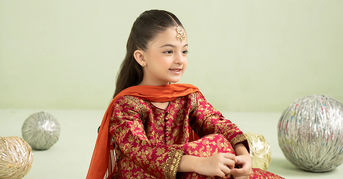 3 Piece Embroidered Jamawar Suit - Image 7