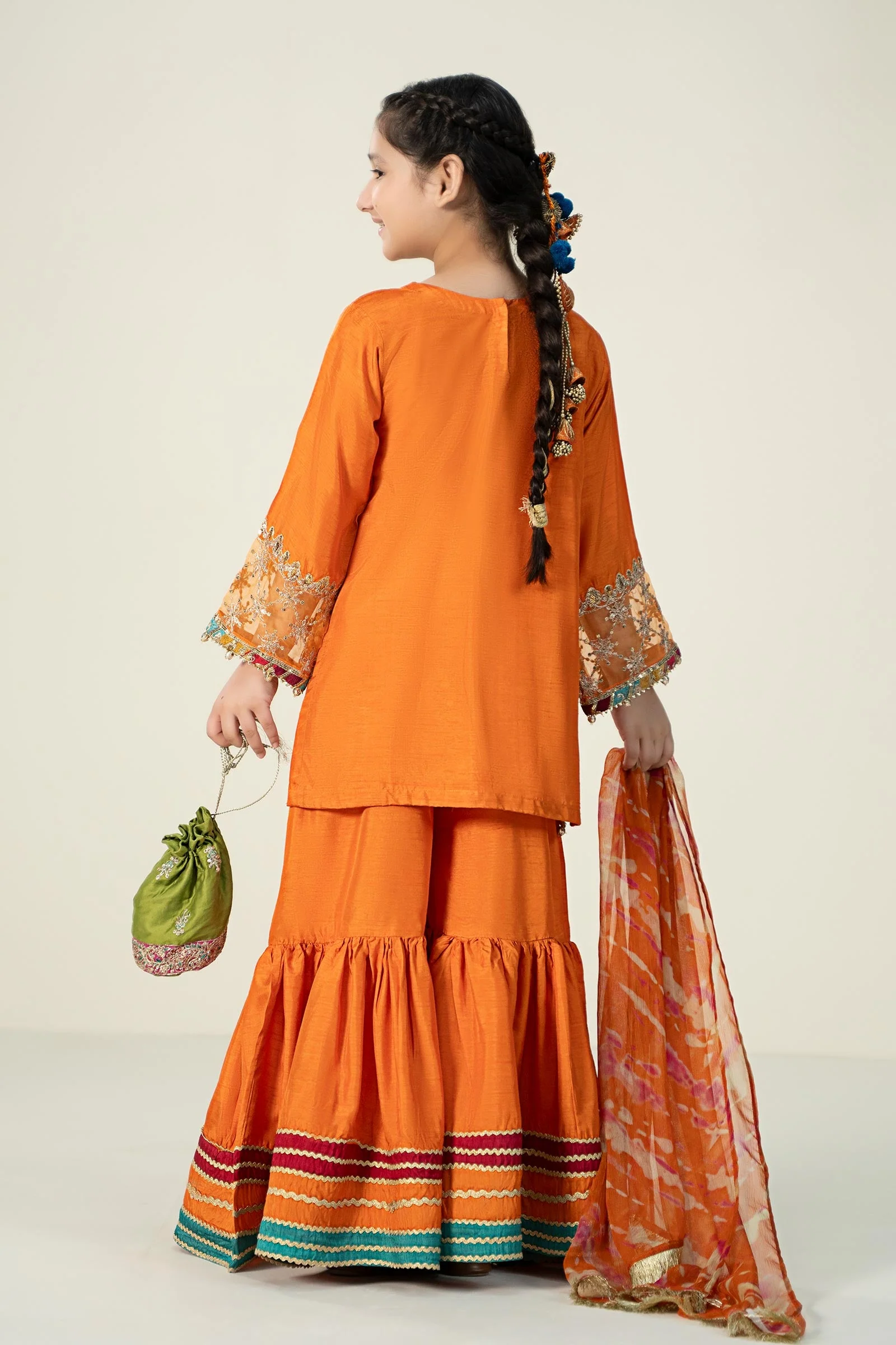 3 Piece Embroidered Raw Silk Suit - Image 11