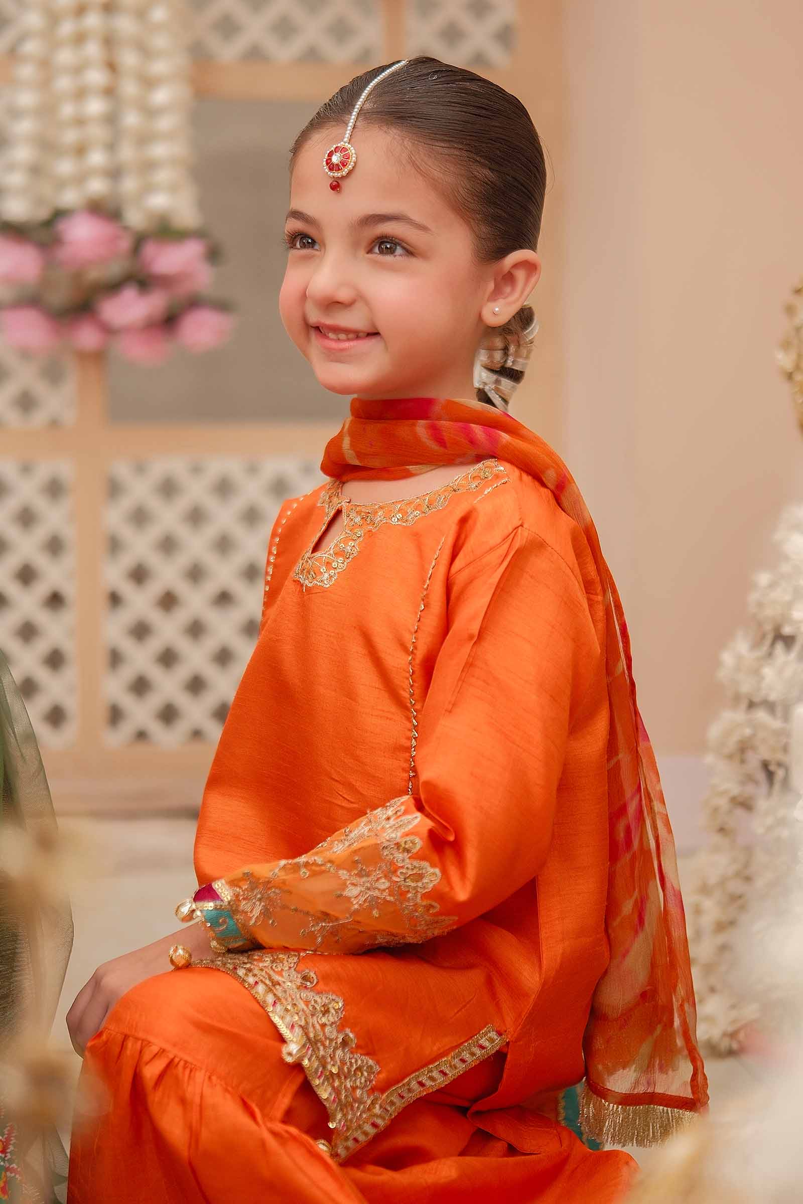 3 Piece Embroidered Raw Silk Suit - Image 3