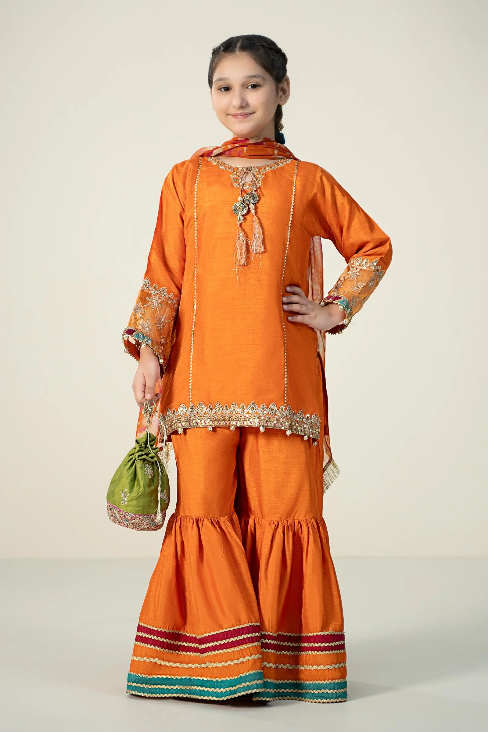 3 Piece Embroidered Raw Silk Suit - Image 6