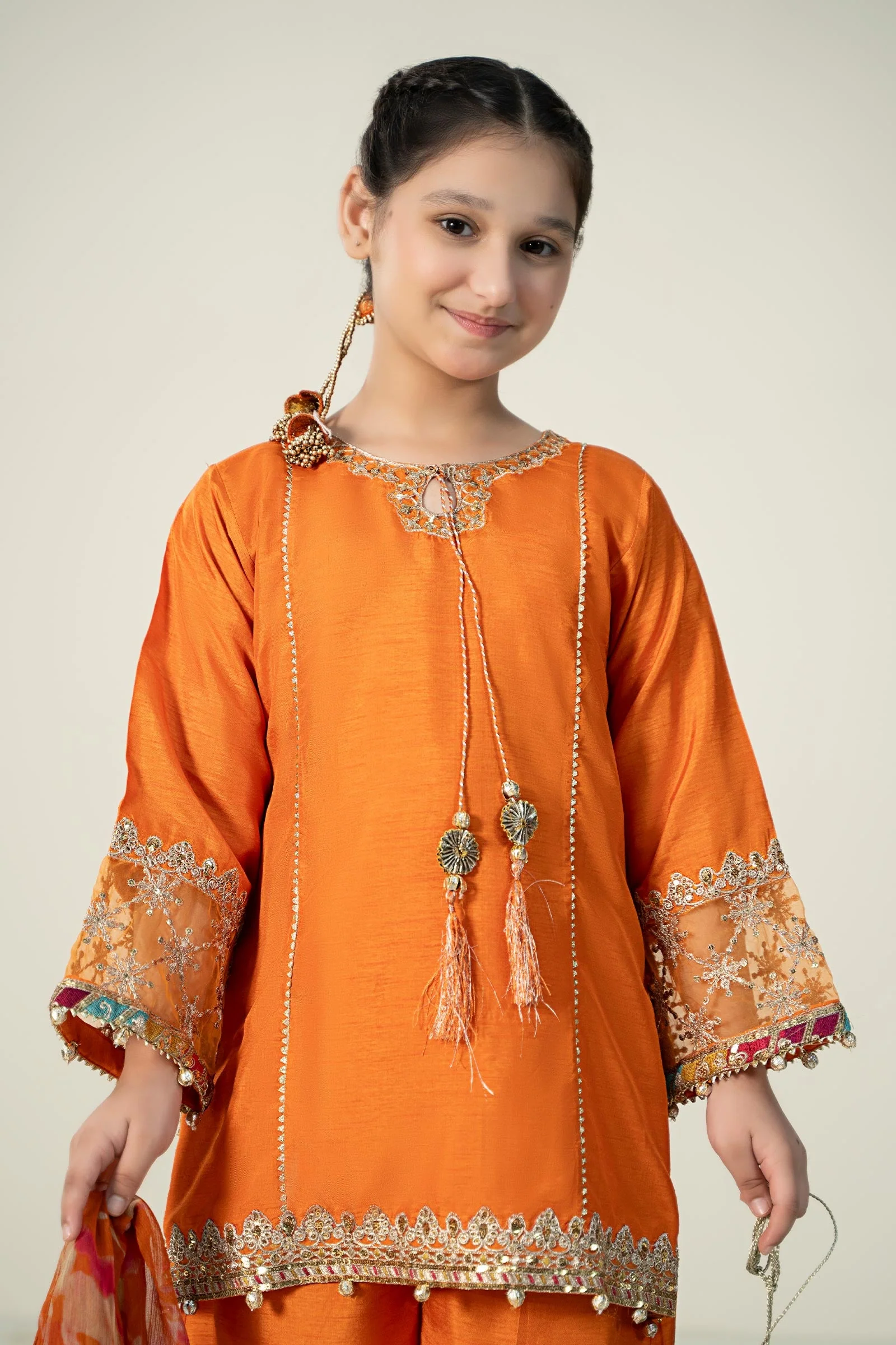 3 Piece Embroidered Raw Silk Suit - Image 7