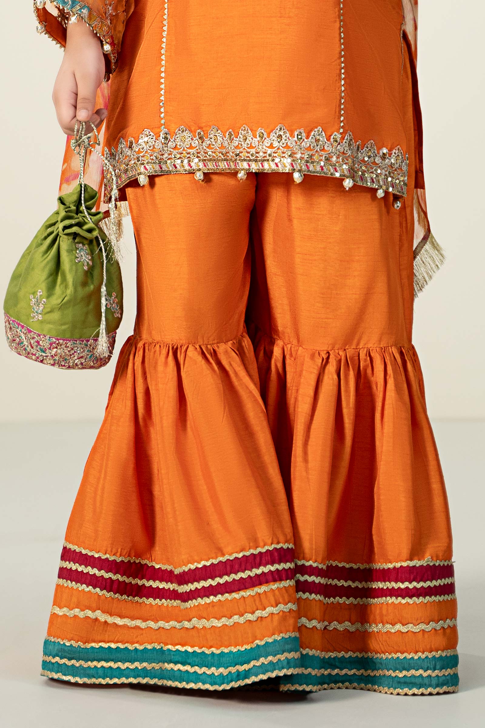 3 Piece Embroidered Raw Silk Suit - Image 9