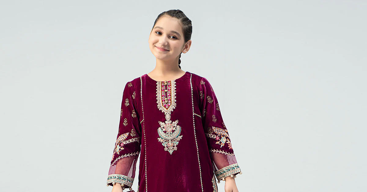 3 Piece Embroidered Velvet Suit - Image 6