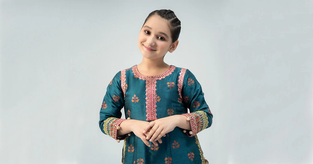 3 Piece Embroidered Raw Silk Suit - Image 7