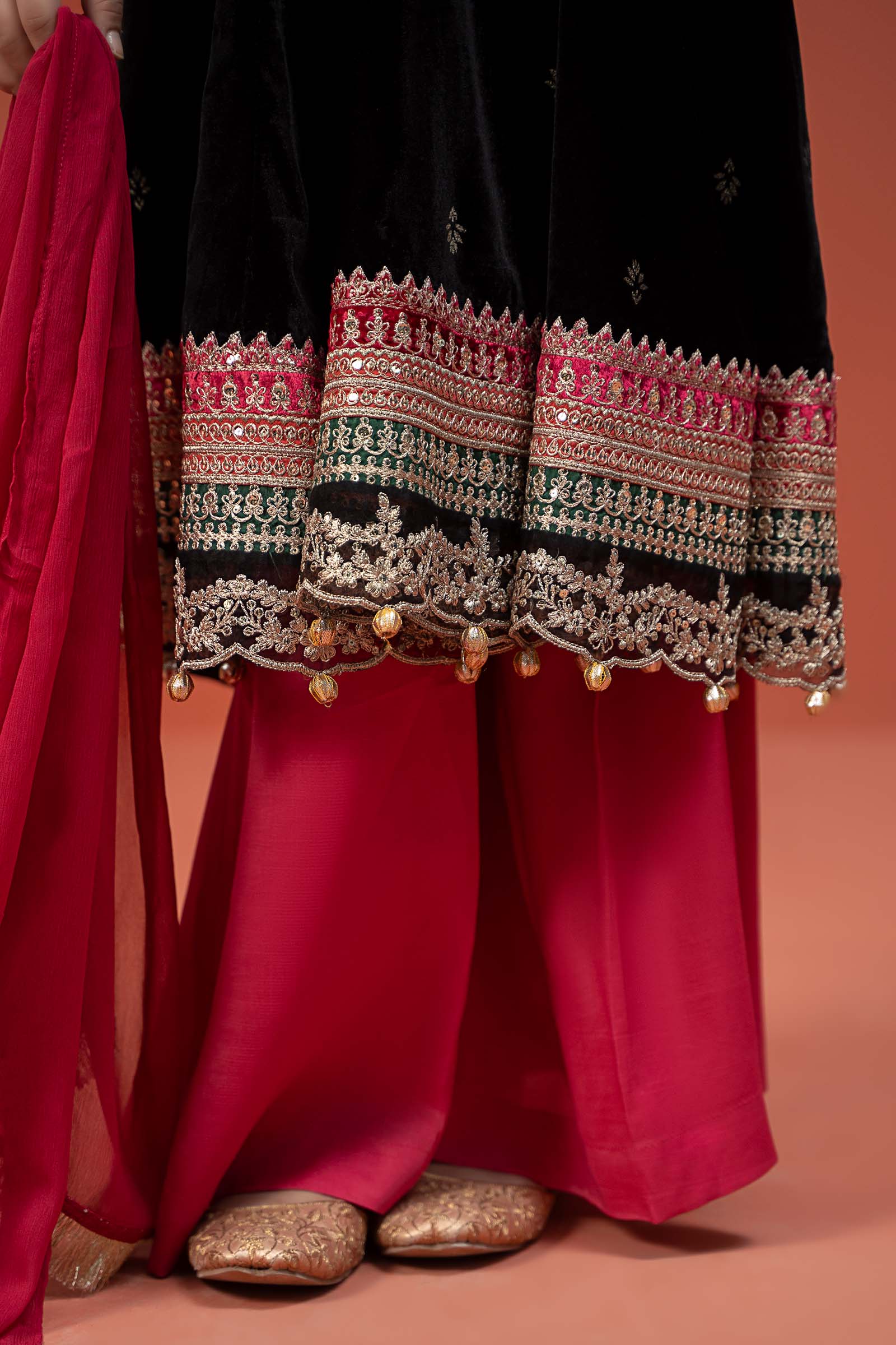 3 Piece Embroidered Velvet Suit - Image 5