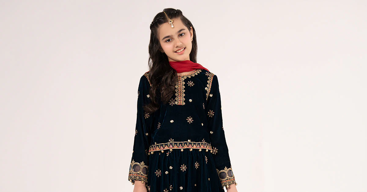 3 Piece Embroidered Velvet Suit - Image 7