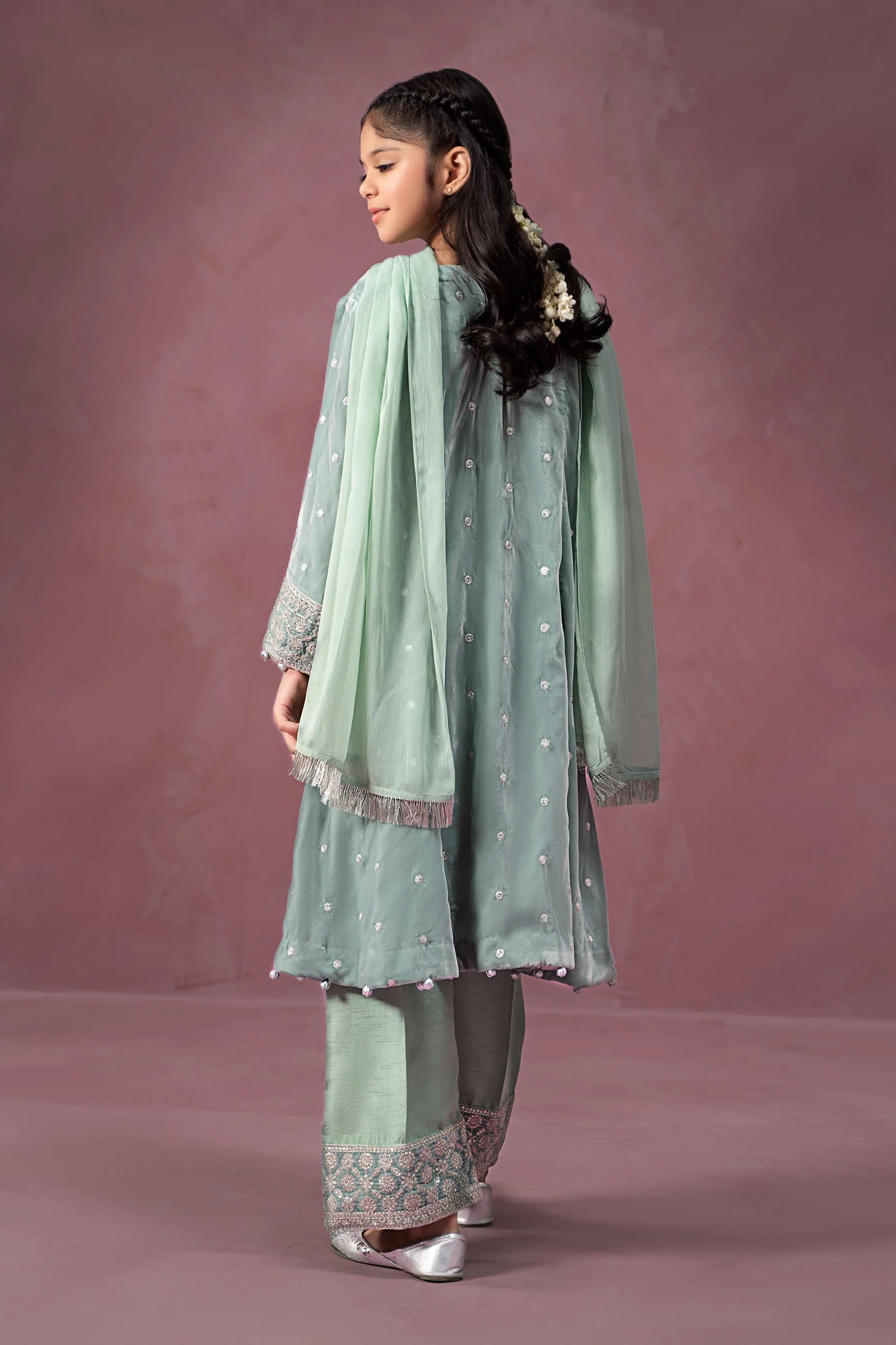 3 Piece Embroidered Velvet Suit - Image 6