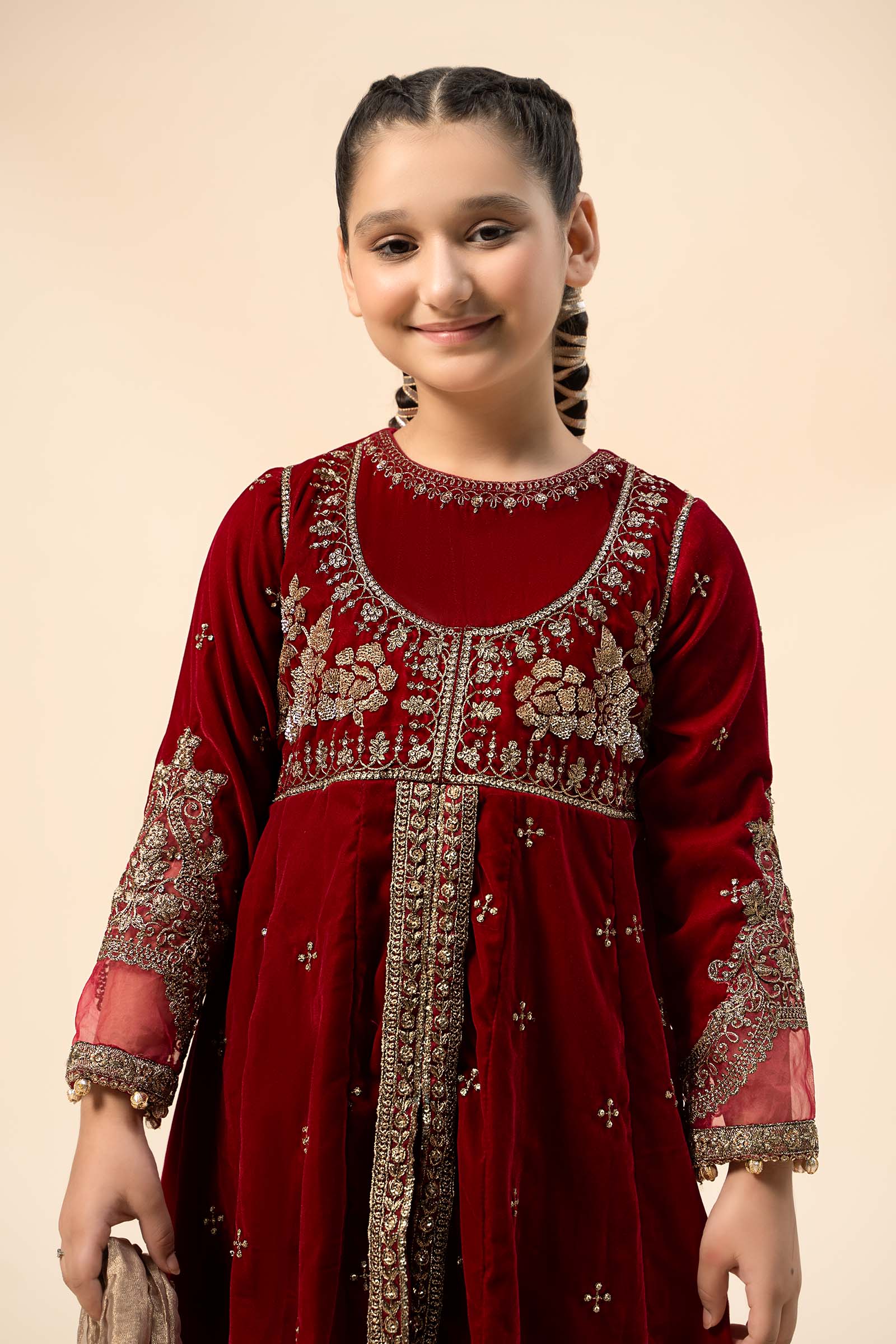 3 Piece Embroidered Velvet Suit - Image 2