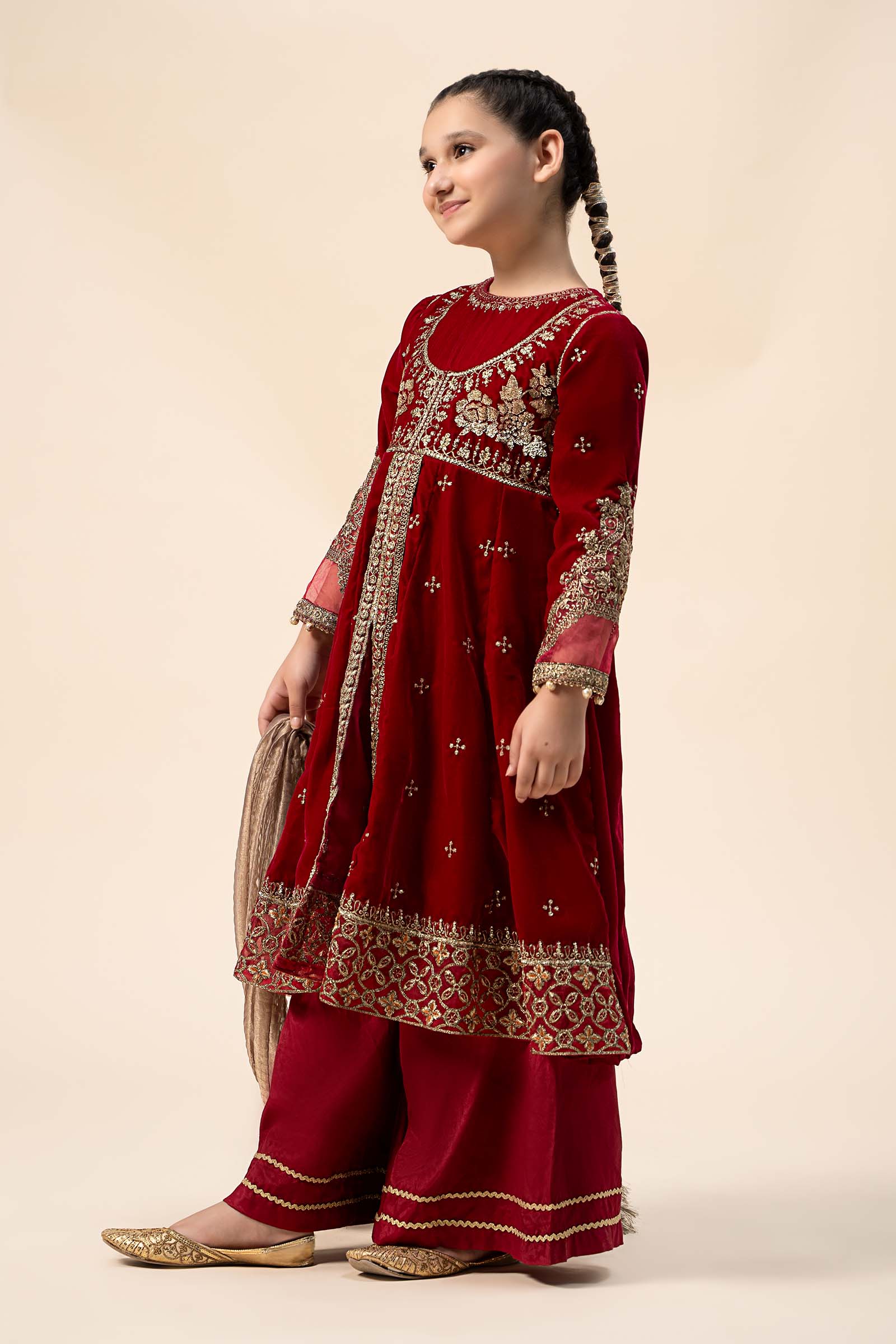 3 Piece Embroidered Velvet Suit - Image 3