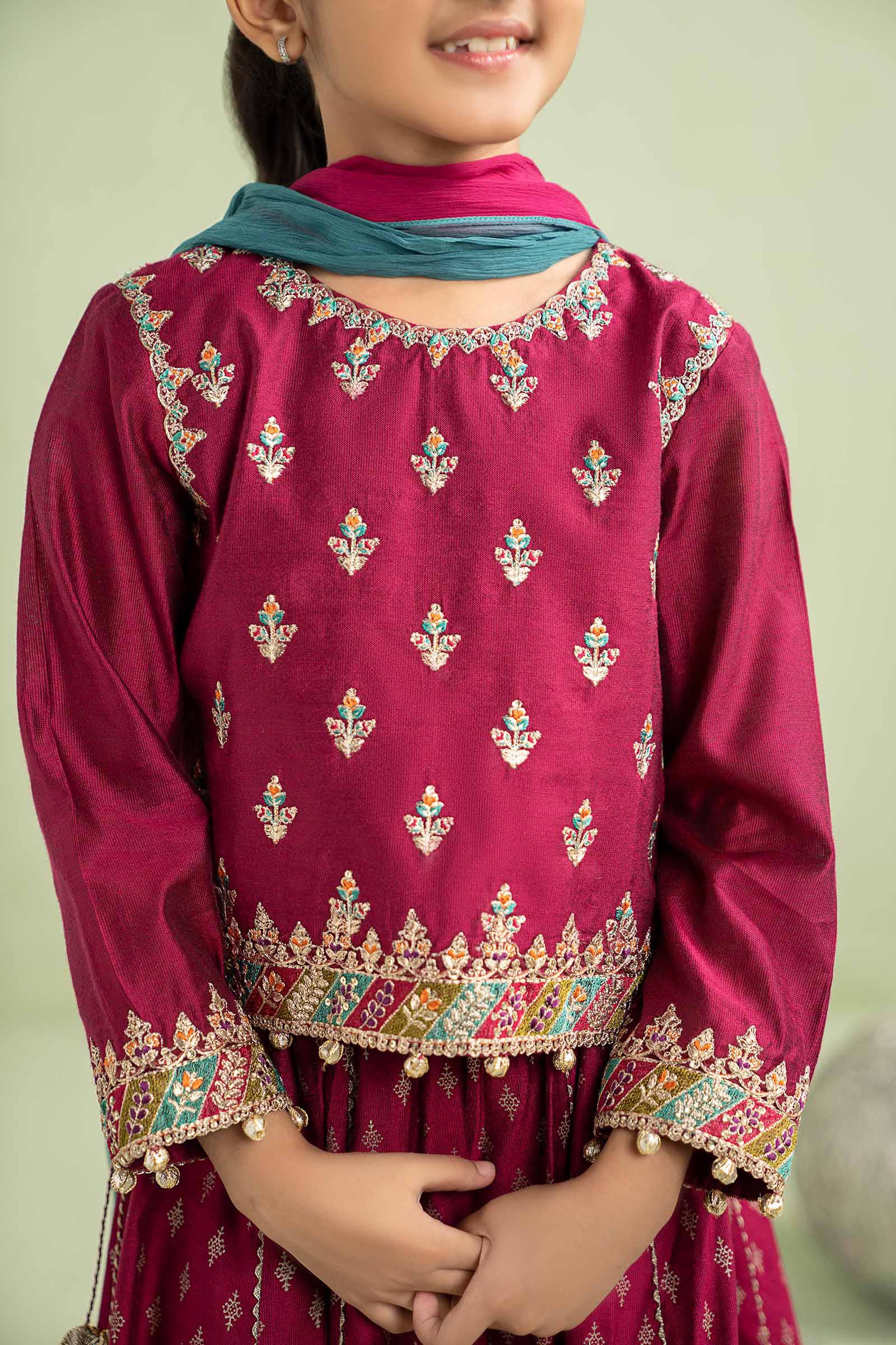 3 Piece Embroidered Silk Net Suit - Image 3