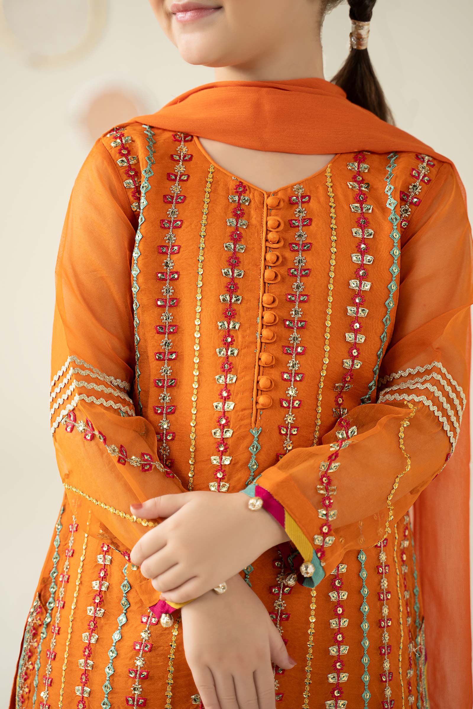 3 Piece Embroidered Organza Suit - Image 4